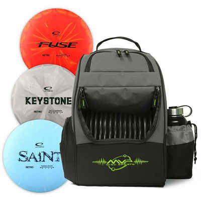 Sportime Wurfscheibe Discgolf-Set Pro, Leichter aber robuster Rucksack für 18-24 Discs