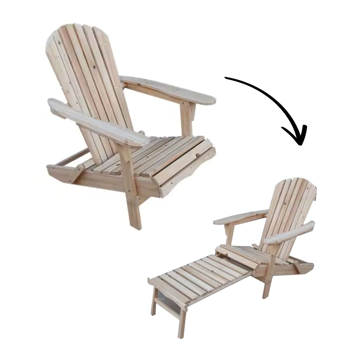 Divit Halter 2-in 1 Gartenstuhl GS21 Gartenliege Outdoorliege klappbar 150cm holz