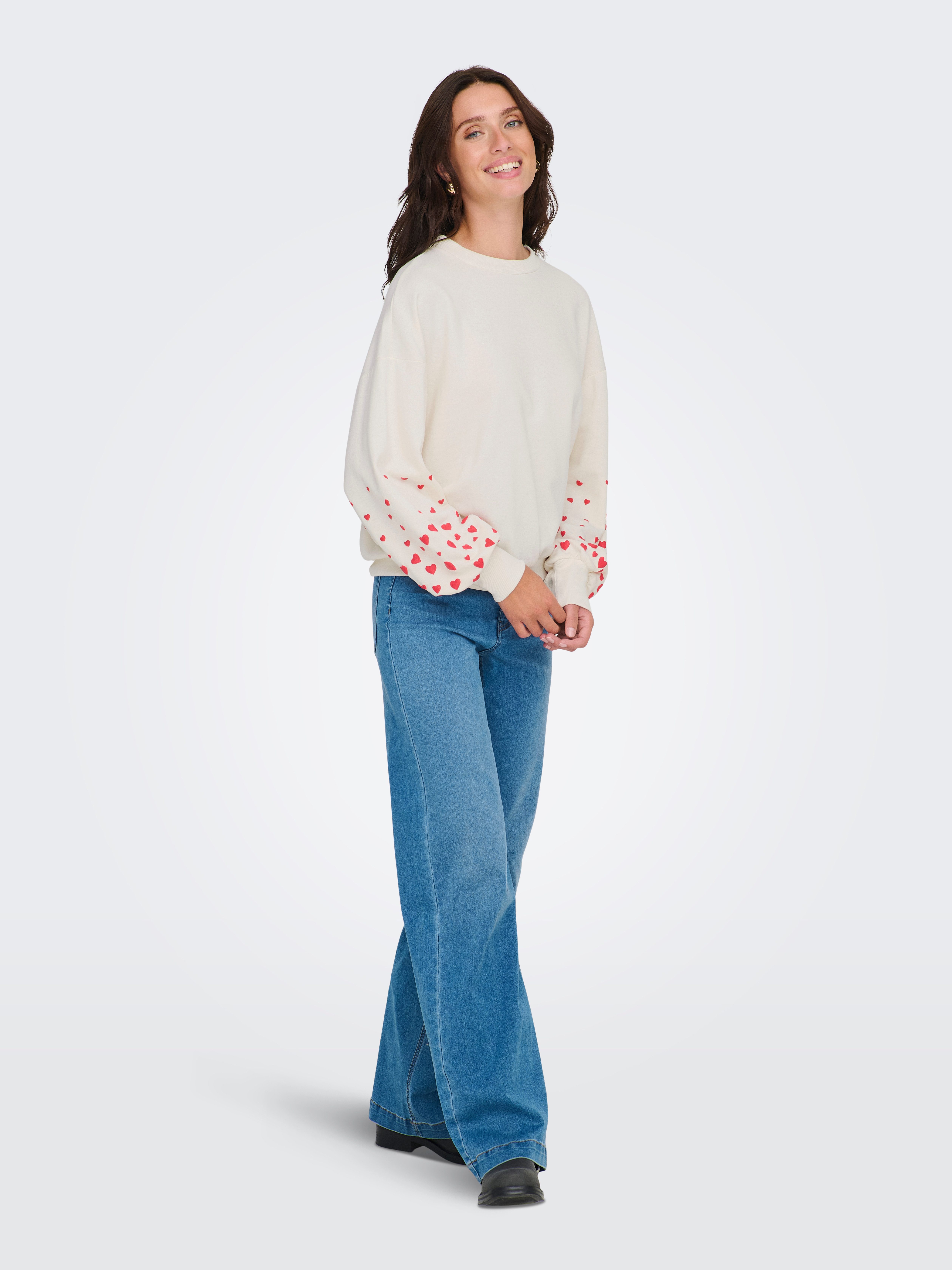 ONLY Sweatshirt ONLBROOKE L/S O-NECK FLOWER SWT Baumwollmischung, regular fit
