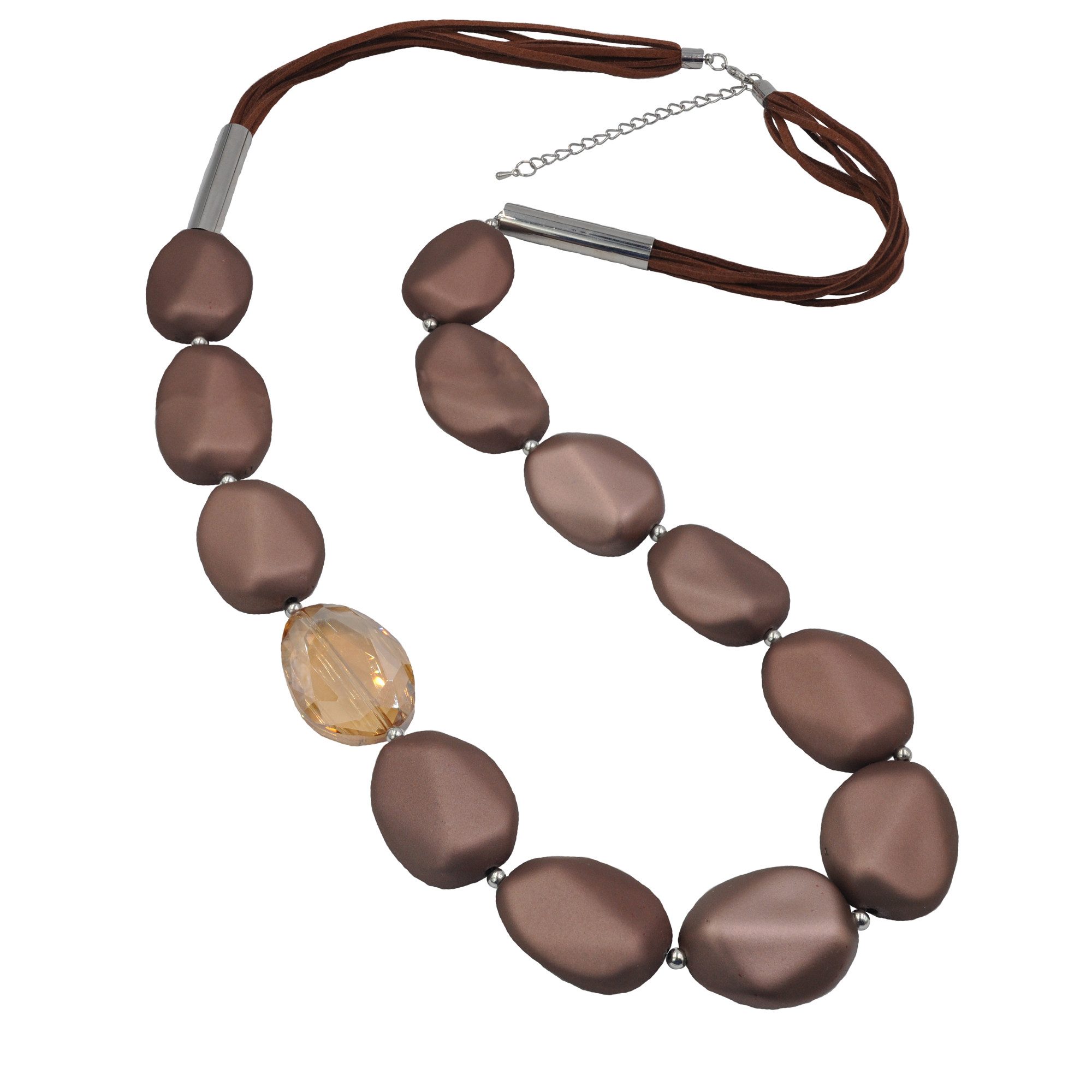 Steuer Collierkettchen Velour Glasstein braun