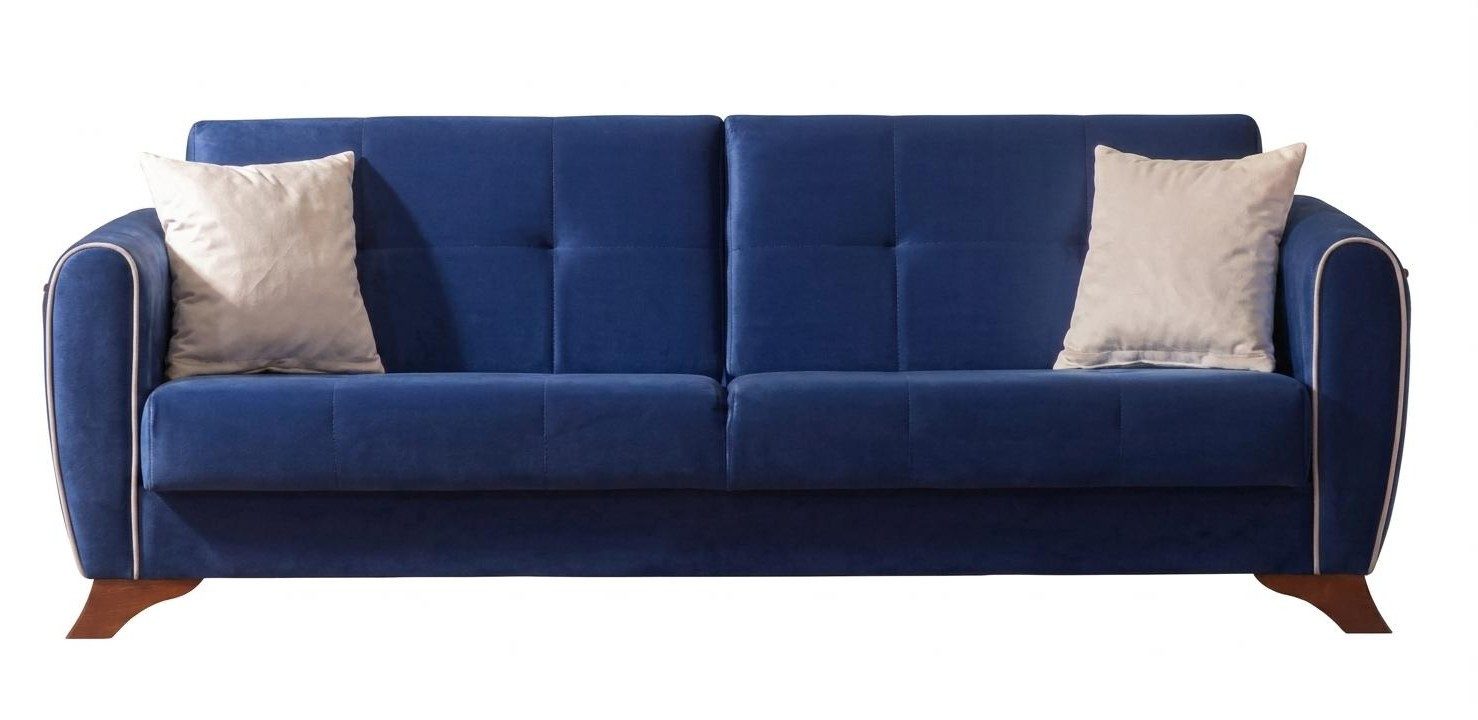 Xlmoebel 3-Sitzer Blaues modernes 3-Sitzer-Sofa Stoffsofa Designer Wohnzimmer, 1 Teile, Mit Kissen