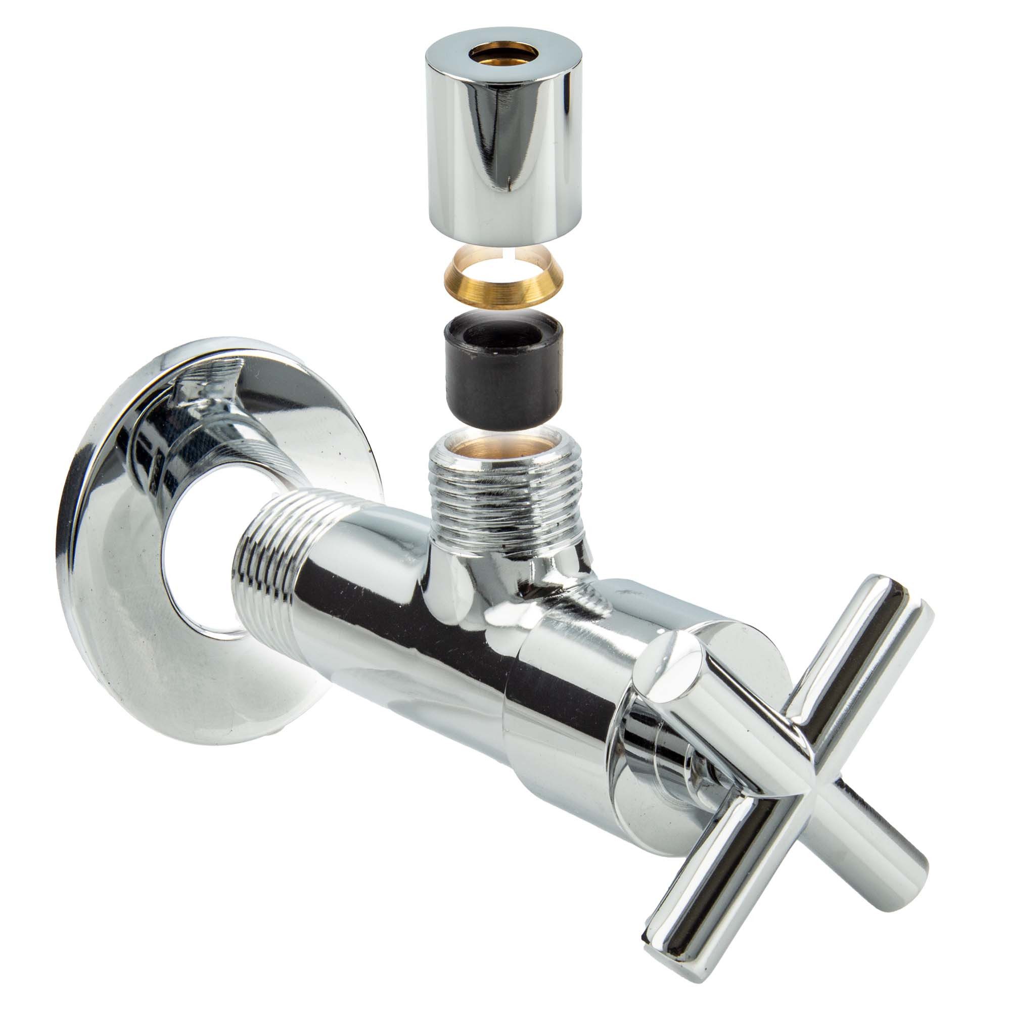 tecuro Eckventil Design Eck-Ventil mit Kreuzgriff 1/2 Zoll Wandanschluss