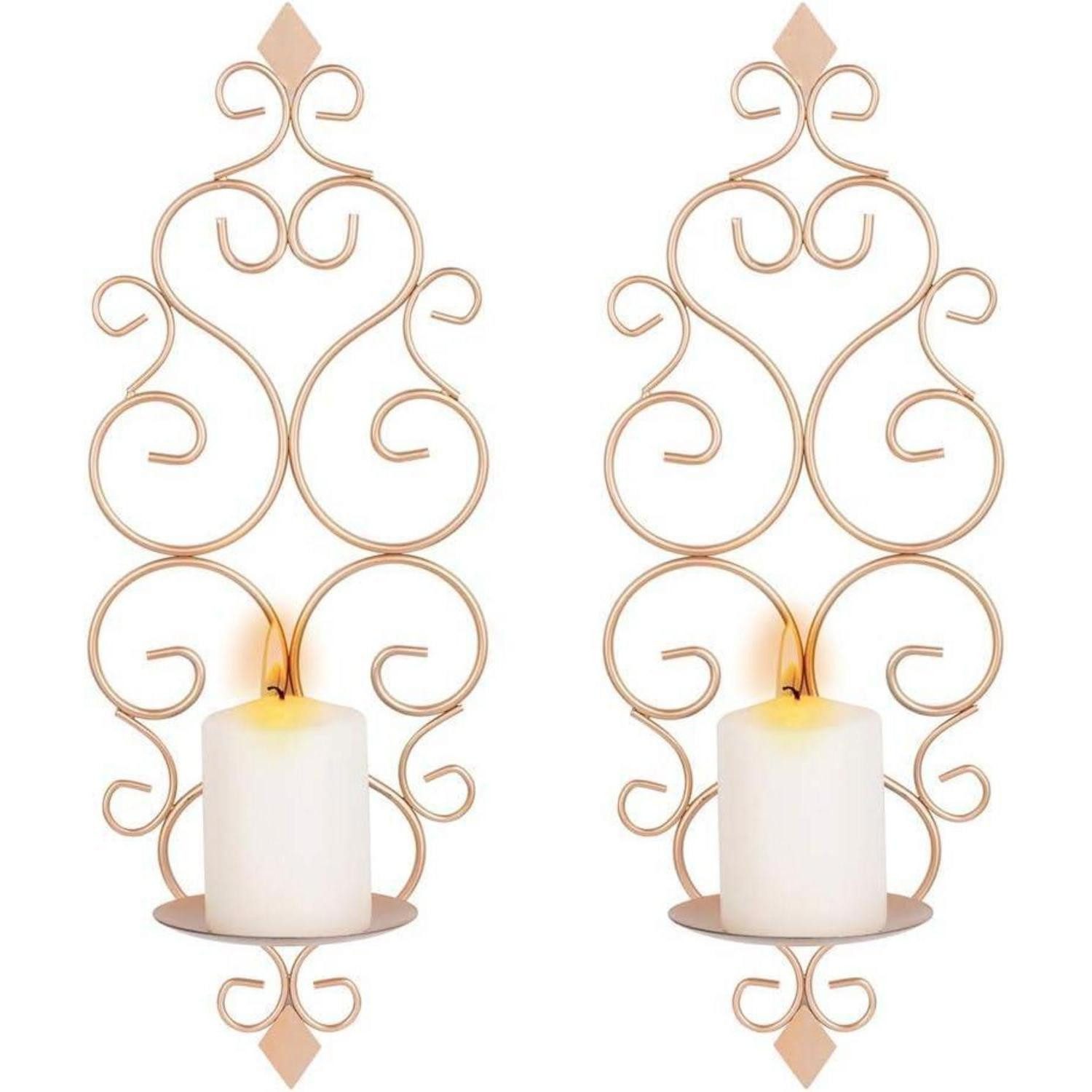 LuxusKollektion Wandkerzenhalter Kerzenhalter Wand Wandleuchter Eisen 2er Set Rose Gold