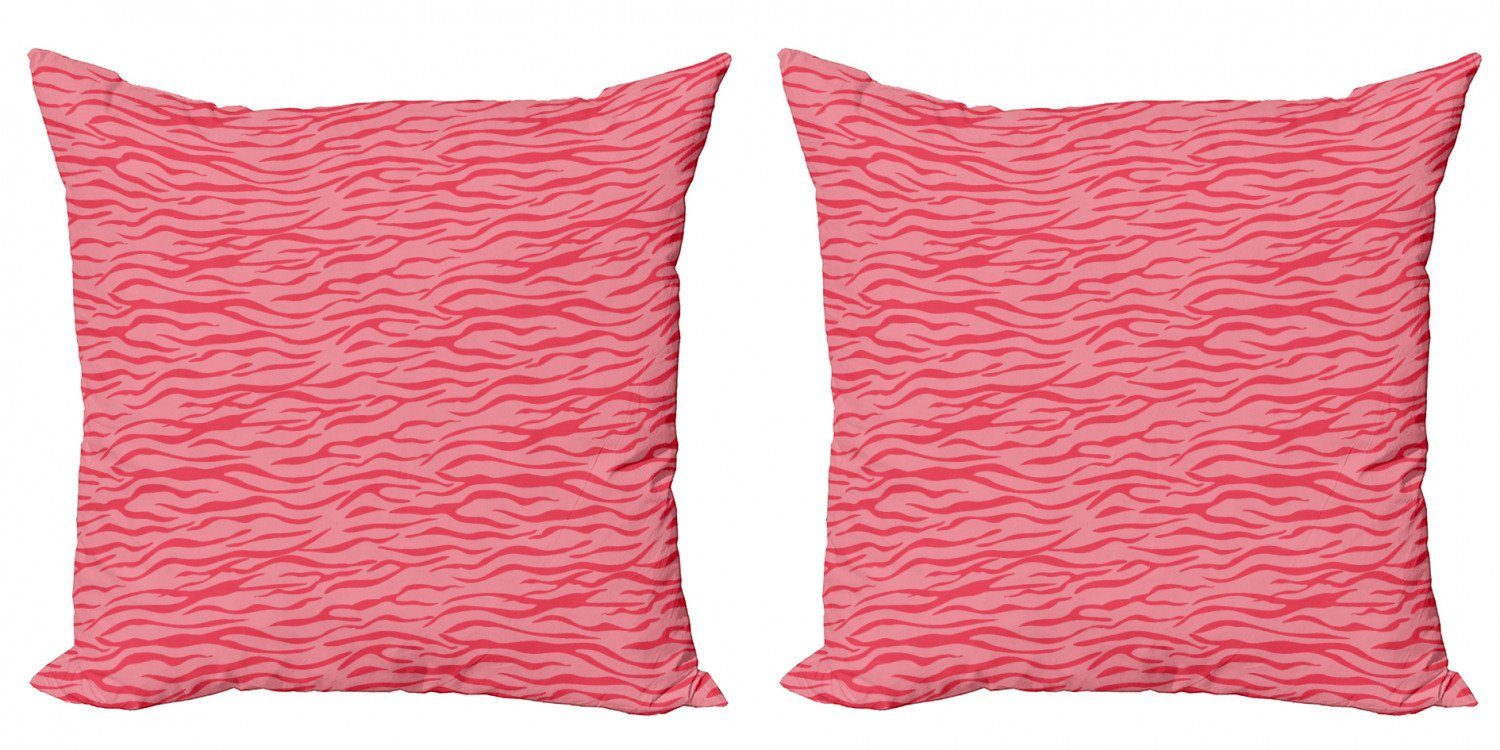 Streifen Digitaldruck, Kissenbezüge Gewellte Safari (2 Zebra Doppelseitiger Stück), Modern Abakuhaus rosa Accent