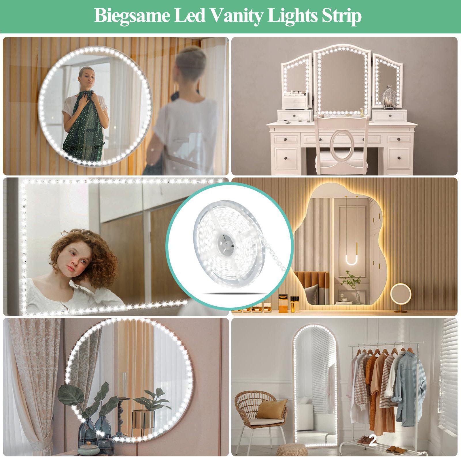 Jibenhome Spiegelleuchte 1M/4M flexible LED-Lichtstreifen Weiß LED-Kosmetik günstig online kaufen