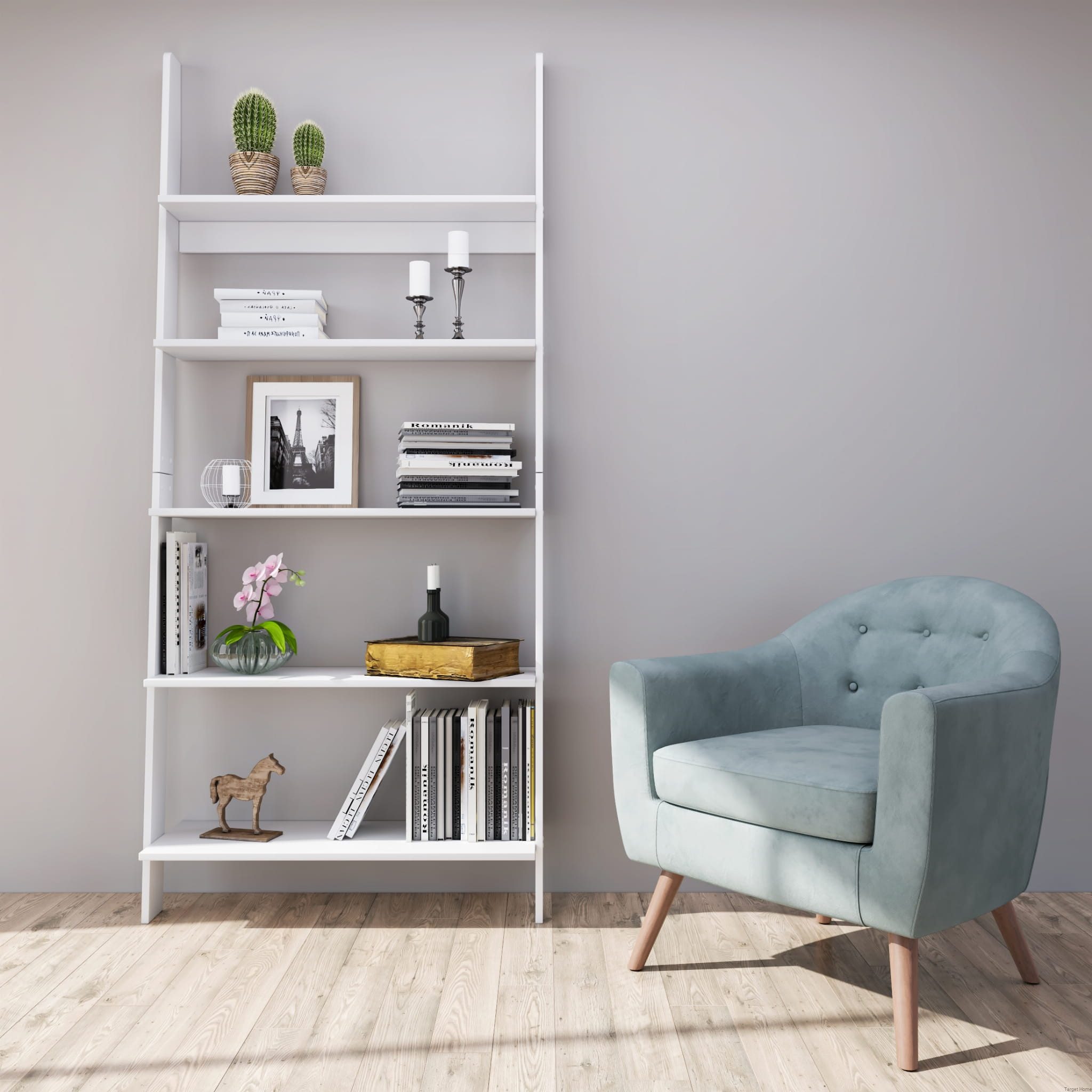 TARGET HOME Leiterregal Stilvolles Standregal mit 5 Böden – Praktisch und dekorativ