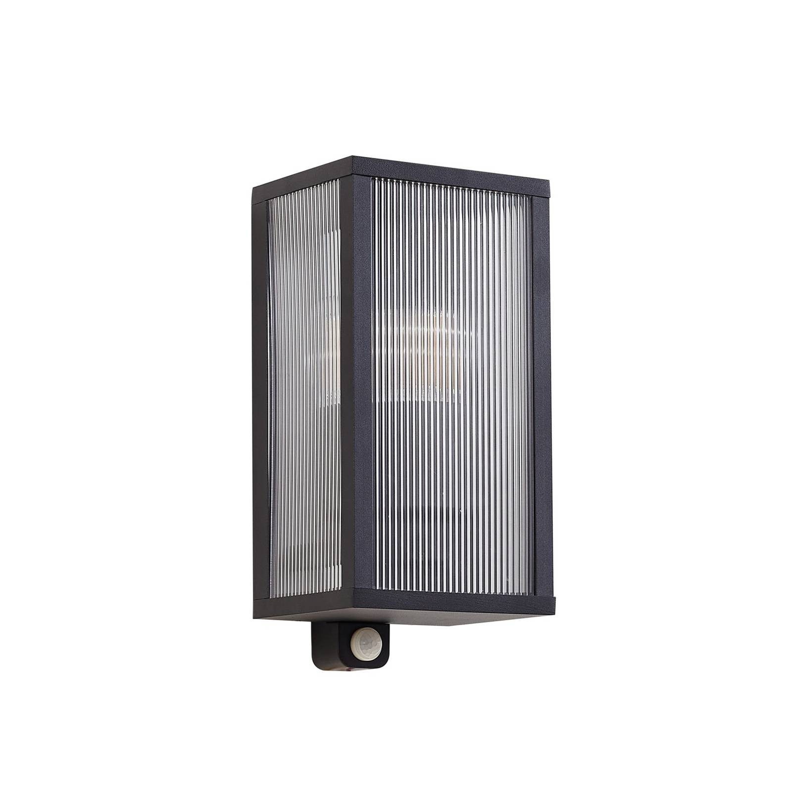 Lindby Außen-Wandleuchte Peldar, Metall, Schwarz IP44mit Bewegungsmelder, 1 x 15 W LED