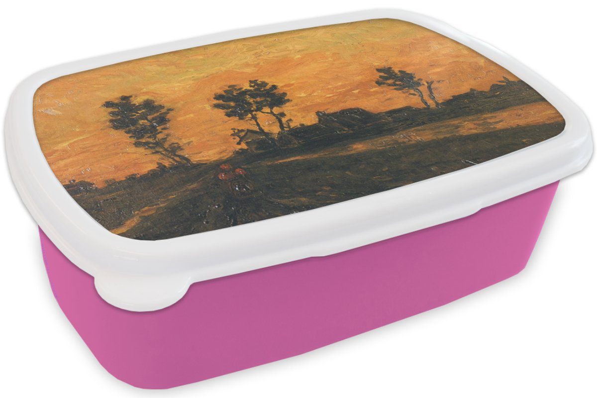Landschaft bei Lunchbox Vincent Snackbox, Sonnenuntergang Kunststoff, Brotbox Brotdose - Mädchen, (2-tlg), für MuchoWow rosa Kinder, Kunststoff Erwachsene, Gogh, van