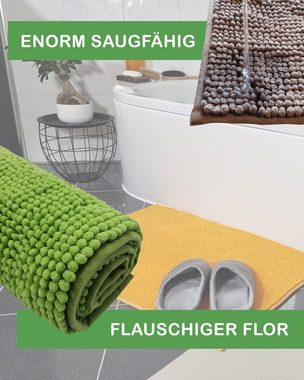 Badematte Badematte Chenille 50x80 cm – Badteppich mit kuscheligem Flor DILUMA, Polyester, rechteckig, Rutschhemmende Beschichtung, schnell trocknend, hohe Saugkraft