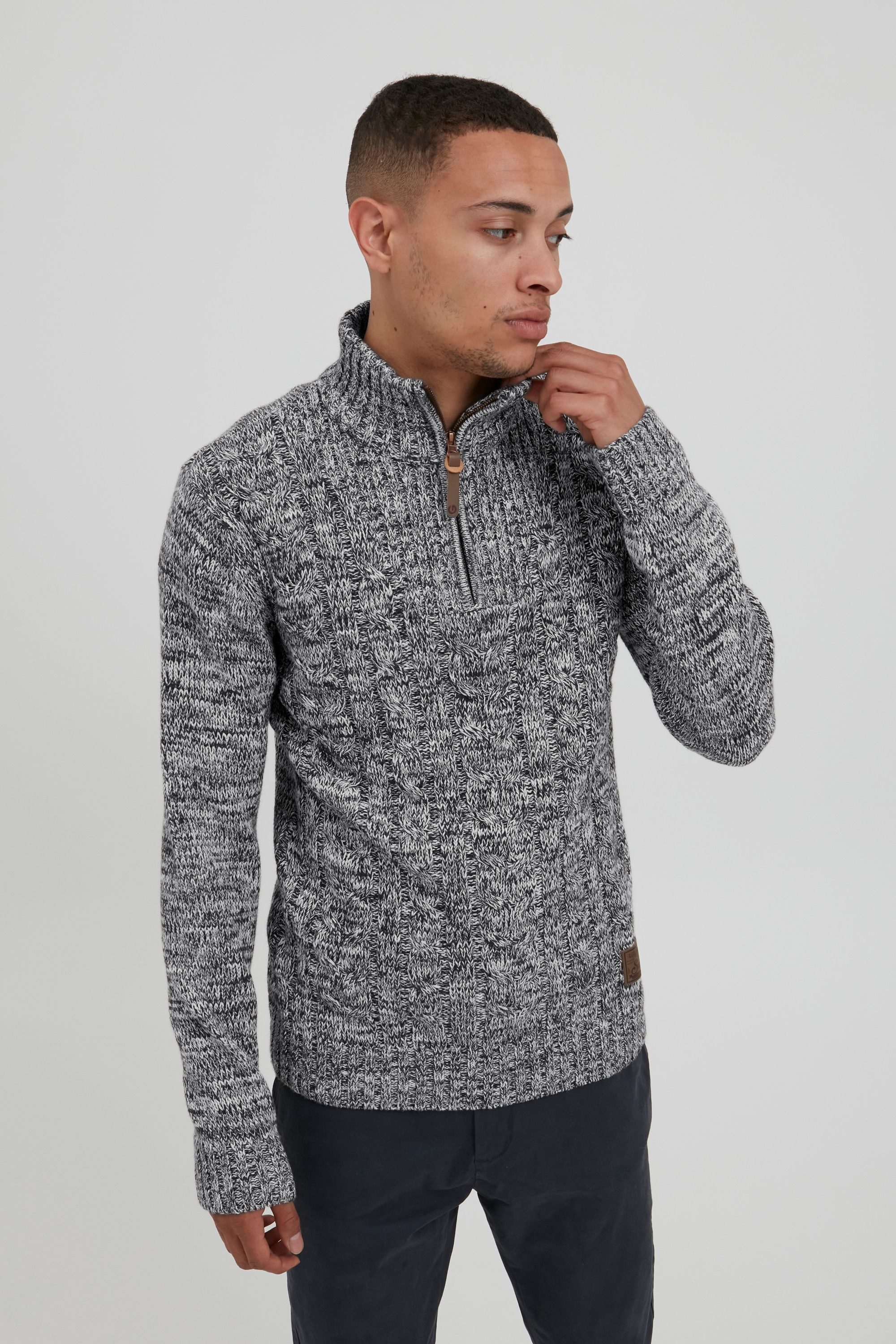!Solid Troyer SDPankraz Strickpulli mit Zopfstrickmuster