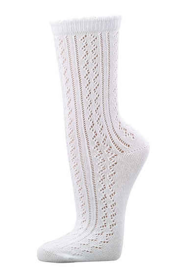 FussFreunde Trachtensocken 3 Paar Damen Trachtensocken, Modell Heidi, Häkellook Trachtensöckchen