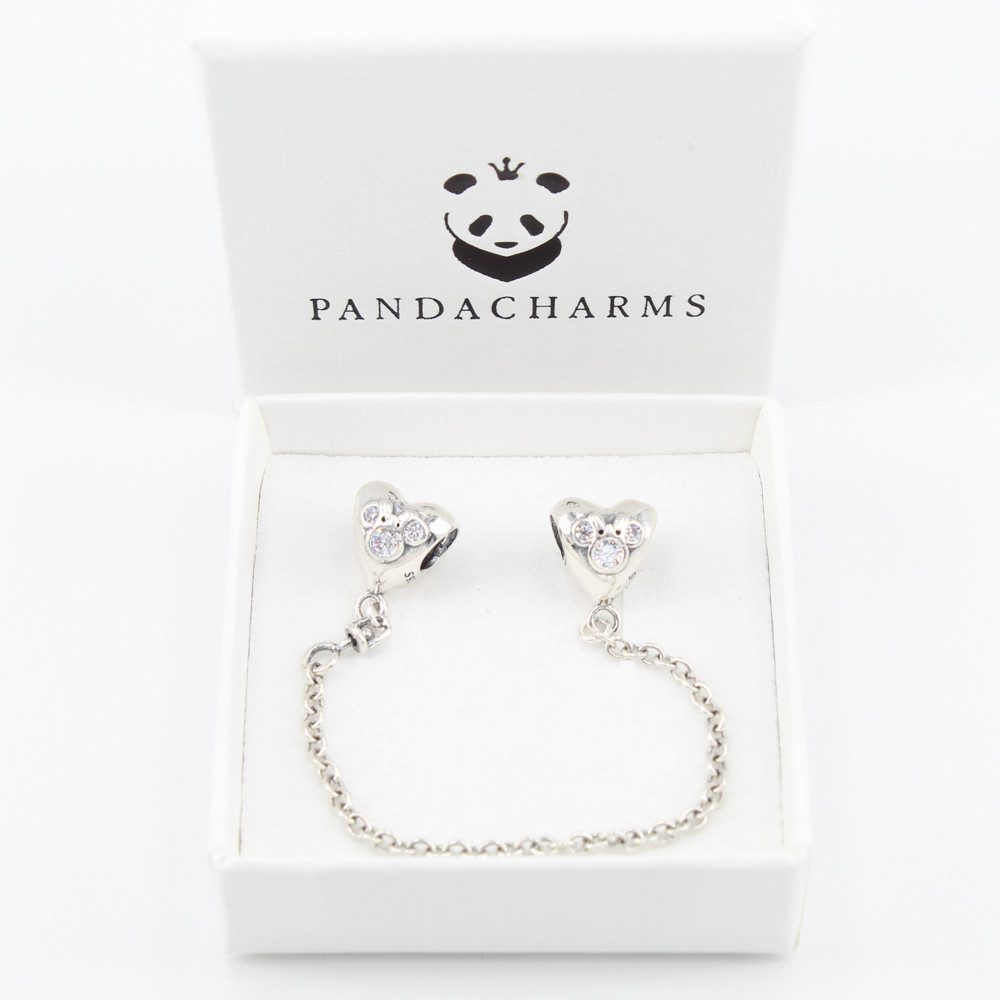 PANDACHARMS Bead Herzen mit Steinen Sicherheitskette für Charm Armband, 925 günstig online kaufen