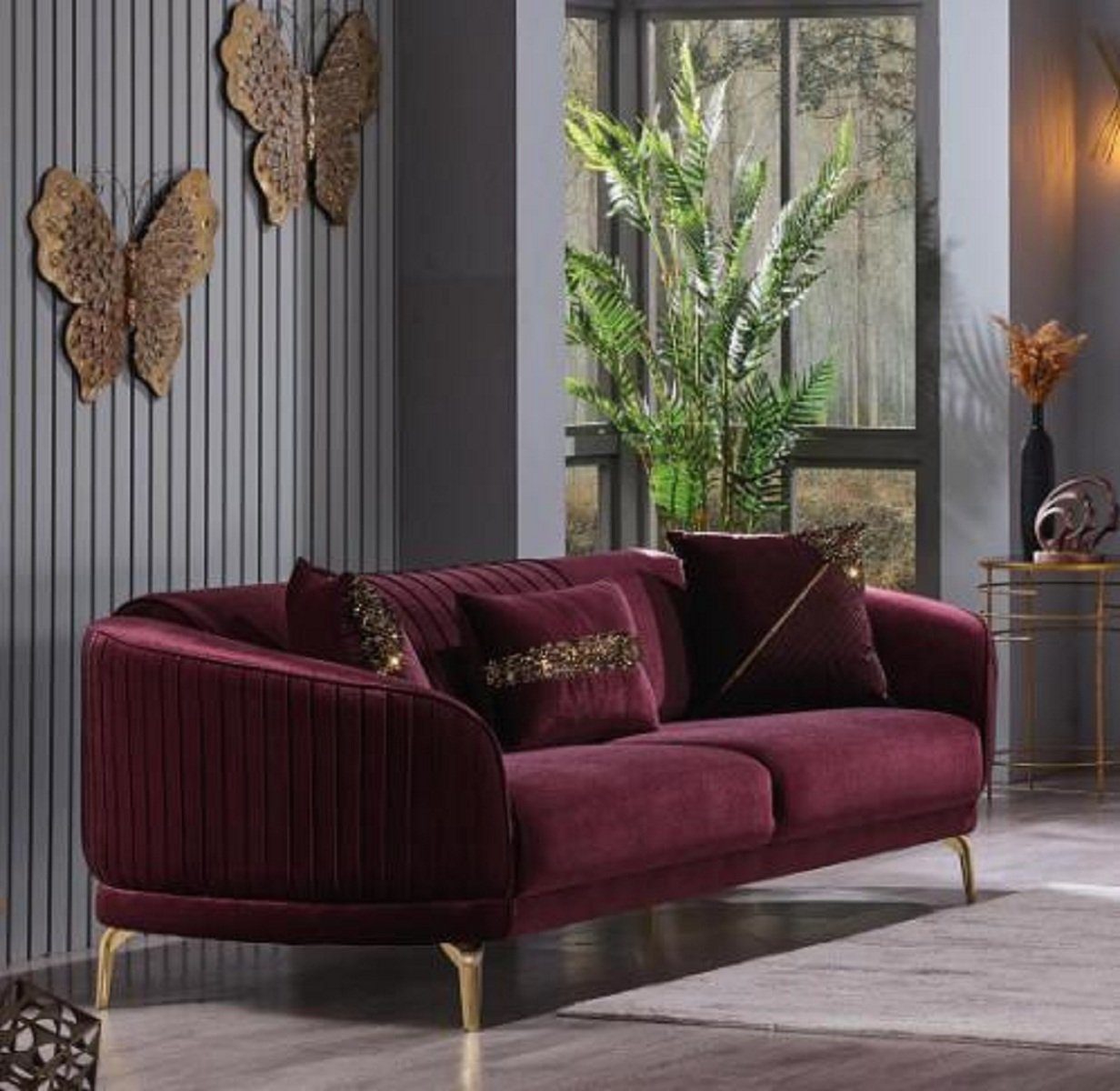 JVmoebel 3-Sitzer 3-Sitzer Luxus Sofas Wohnzimmer Polstermöbel Textil Couch Sofa Samt, 1 Teile, Made in Europa
