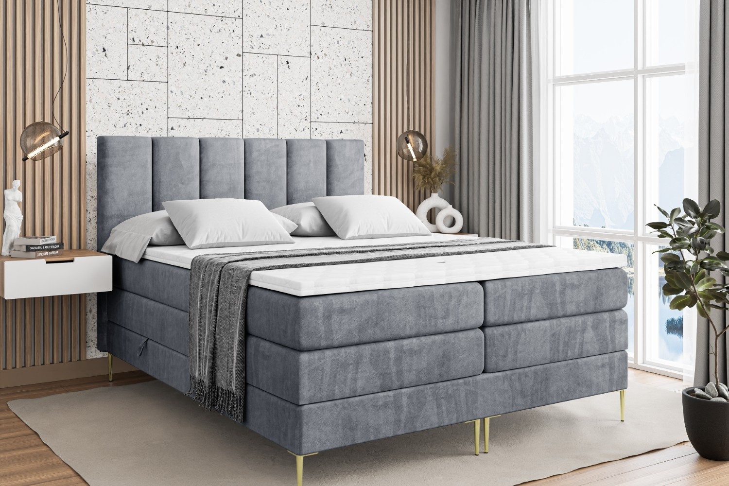 ALTDECOR Boxspringbett BOXI1-F KING (Multipocket-Matratze H4, günstig online kaufen
