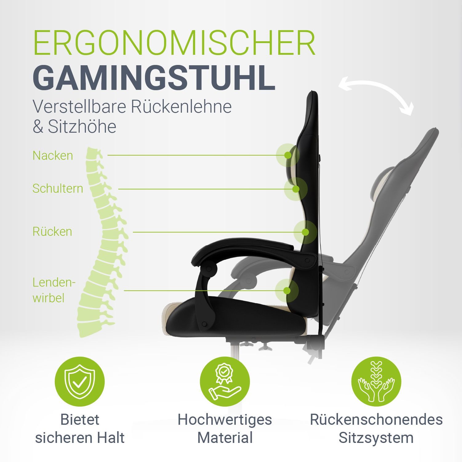 Juskys Gaming-Stuhl HyperSeat, Verstellbare Rückenlehne, robuste Konstrukti günstig online kaufen