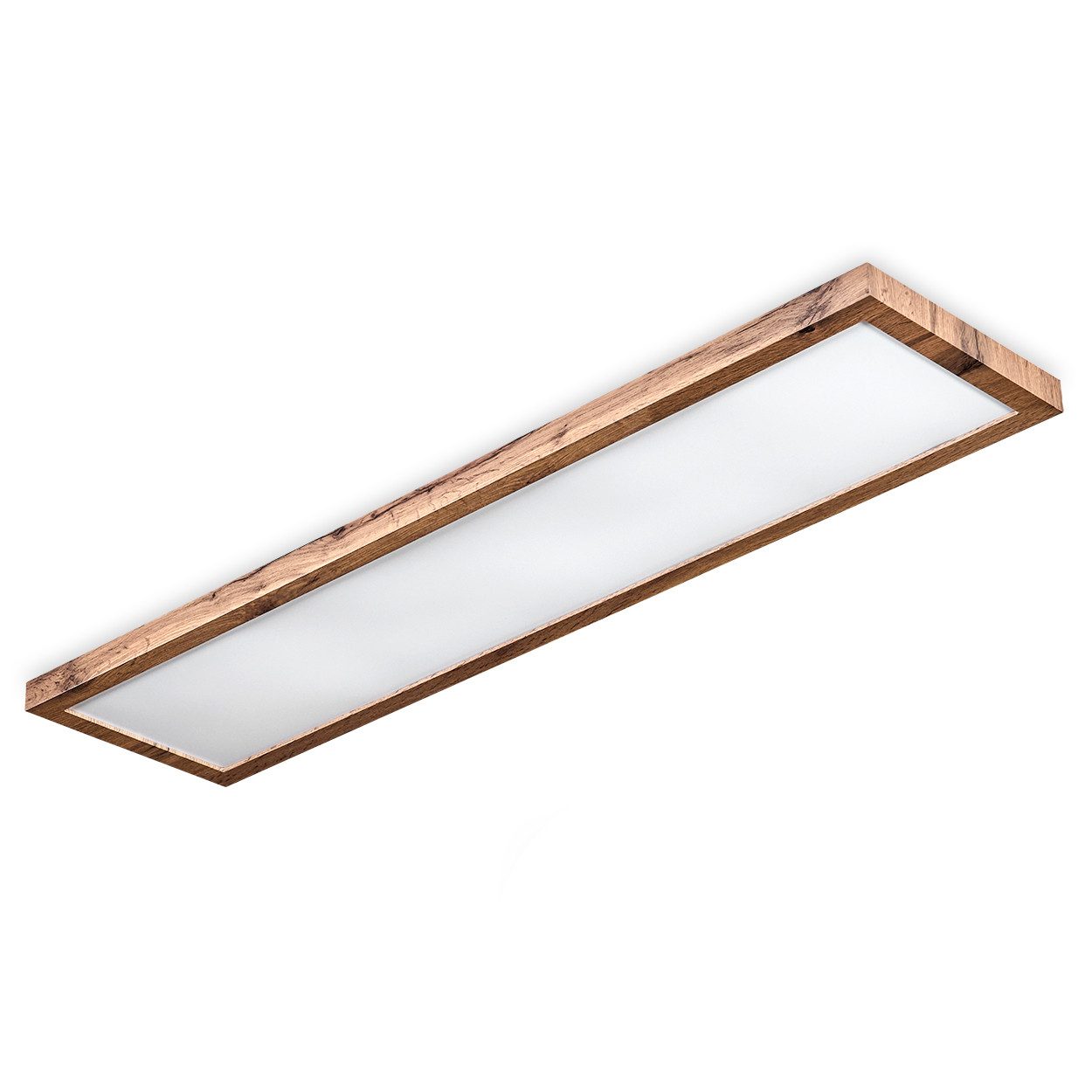 hofstein Deckenleuchte dimmbares Deckenpanel aus Metall/MDF in Schwarz/Holz günstig online kaufen