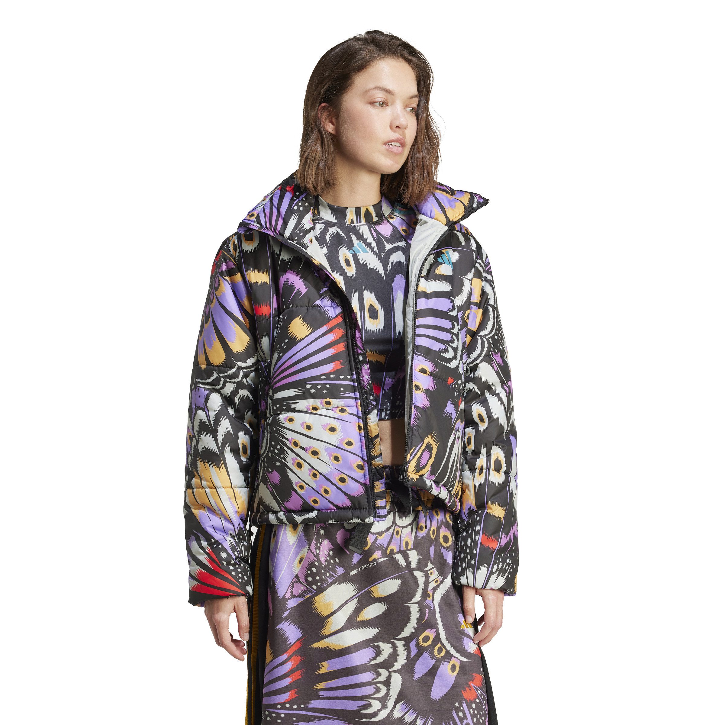 adidas Sportswear Winterjacke FARM PADDED JKT BLACK/PREPUR/LUSRED