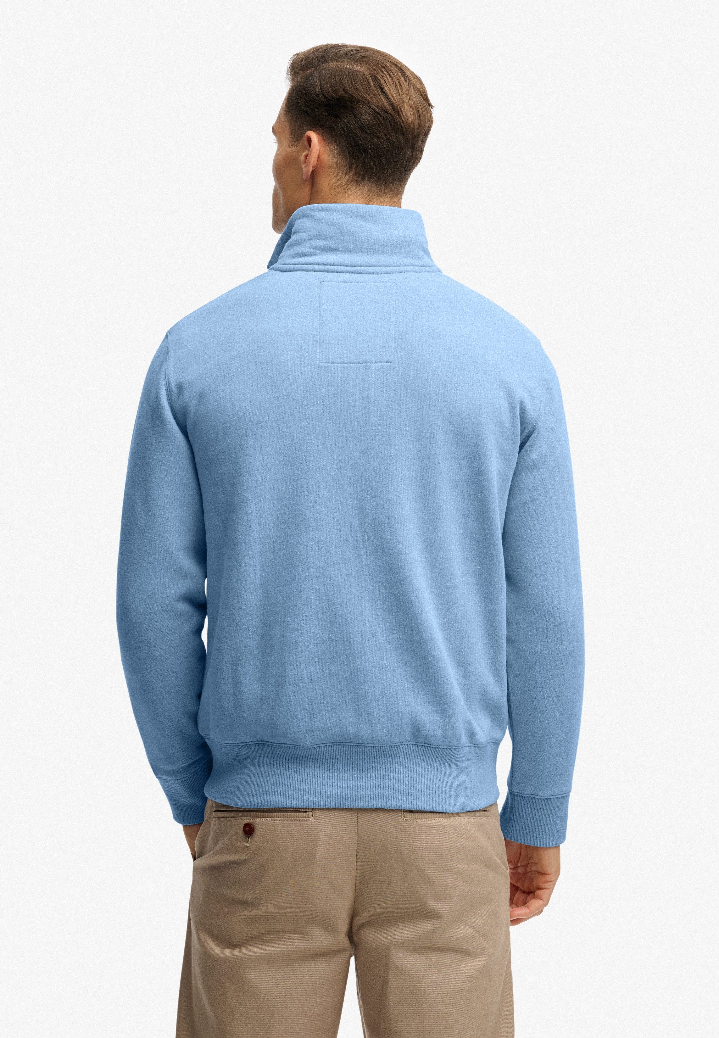 Superdry Sweatshirt ESSENTIAL LOGO HENLEY aus Baumwolle und Polyester, Loose Fit, angeraute Sweatware