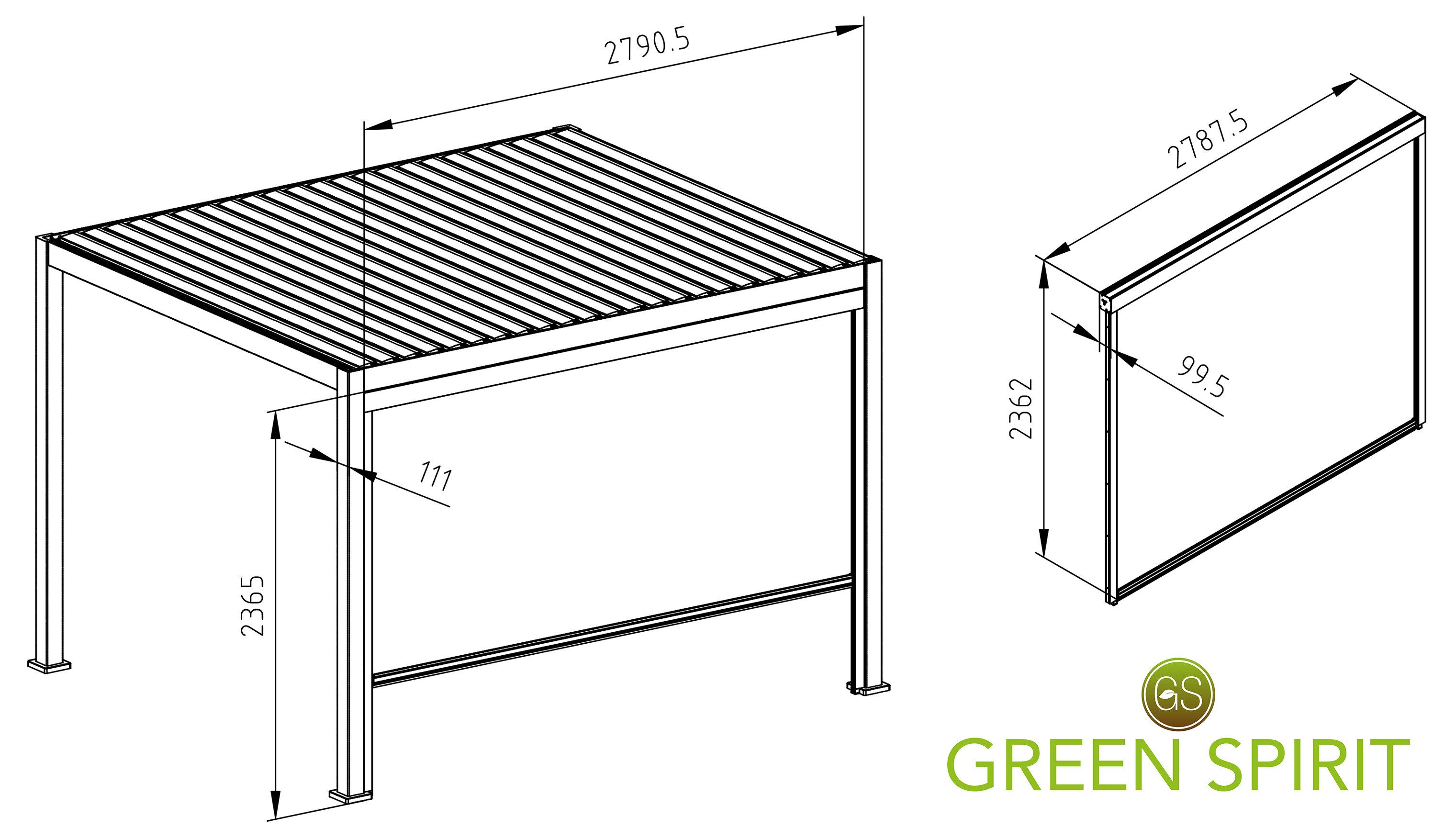Green Spirit Pergola »Mirador« Sonnenrollo für 3m Pergola Sichtschutz Windschutz Rollo, (1-tlg., ein Sonnenrollo für Green Spirit Pergola Classic und Deluxe), anthrazit, für Pergola Classic & Deluxe, wetterfest - Garten, Terrasse
