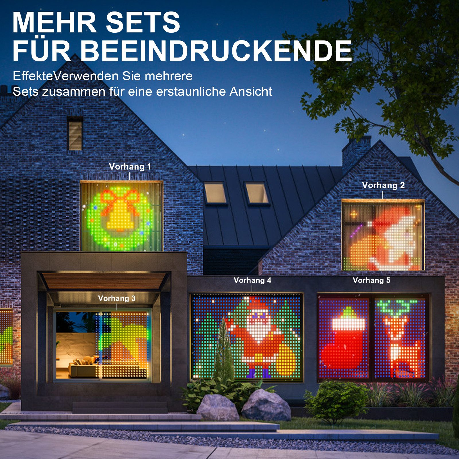 XERSEK Lichtervorhang Smart Dynamisch LED Lichtervorhänge RGB Weihnachtslic günstig online kaufen