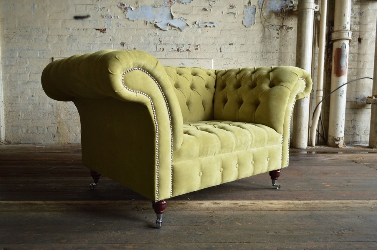 Xlmoebel Chesterfield-Sessel Lounge-Sessel in Lederoptik mit Stoffpolsterung (Chesterfield Sessel - 373), Hergestellt in Europa