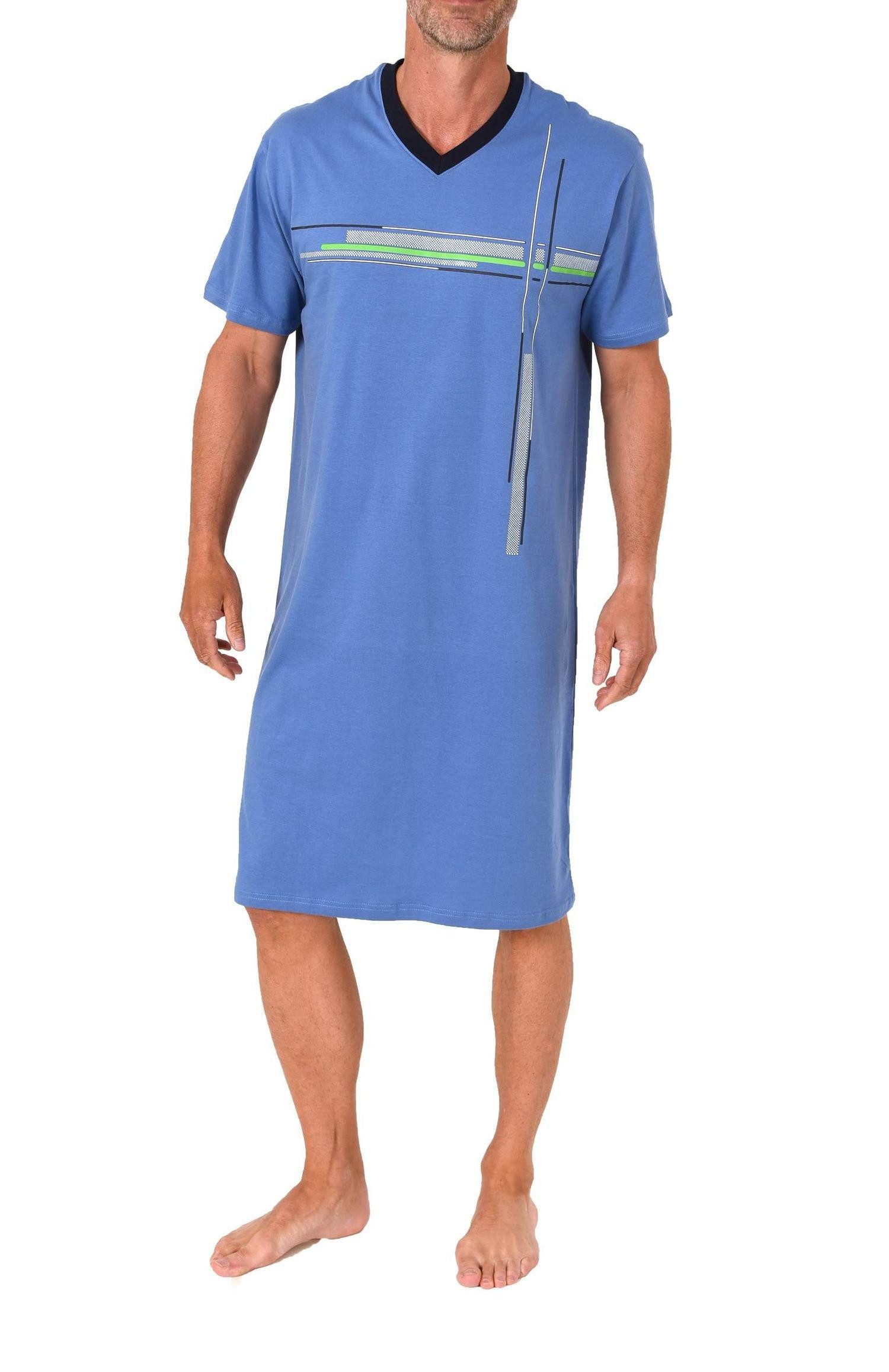 Normann Pyjama Normann Herren kurzarm Nachthemd mit eleganten Frontprint günstig online kaufen