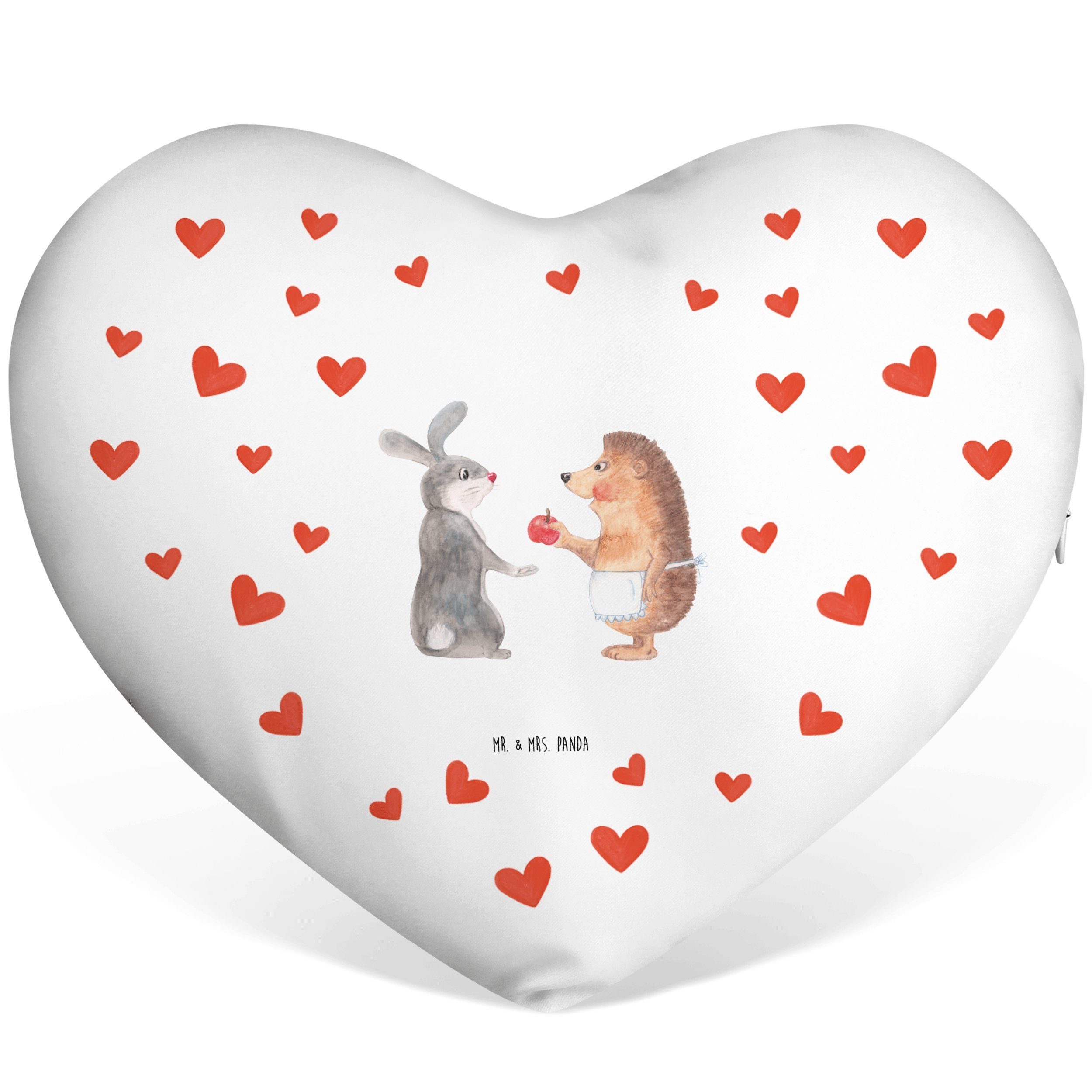 Mr. & Mrs. Panda Dekokissen Liebe ist nie ohne Schmerz - Weiß - Geschenk, Herzform, Tiermotive, H