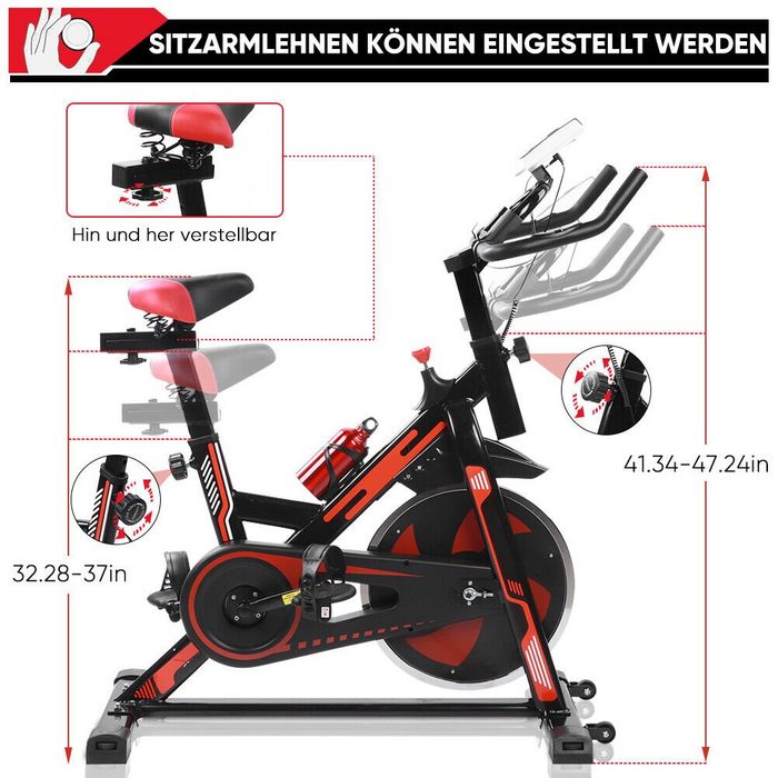 Vankel Fahrradtrainer Heimtrainer Fitnessfahrrad mit 8kg Schwungrad Fitnessbike für Zuhause RY12577