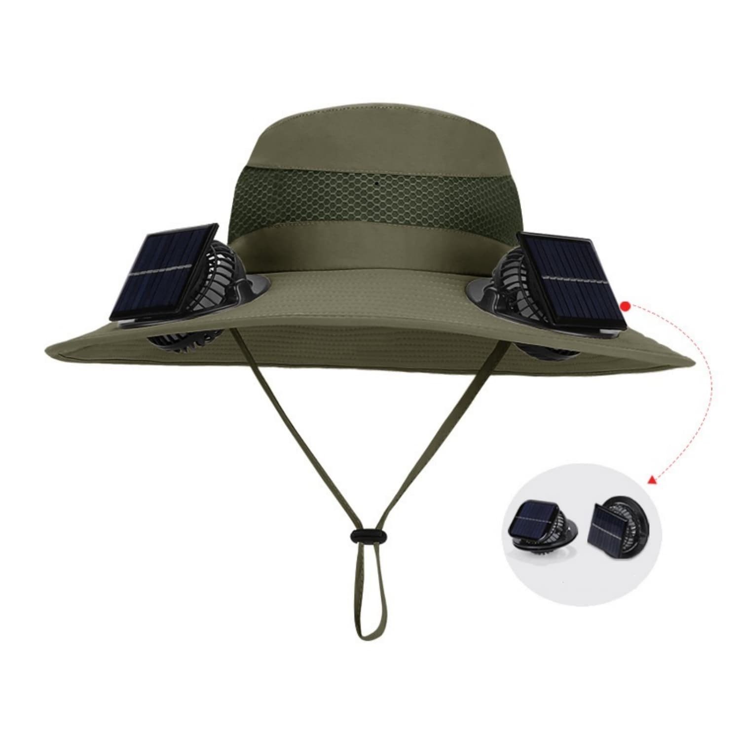 autolock Sonnenhut Sonnenhut mit Ventilator,Fischerhut mit Breiter Krempe,Solar Fan Hut USB Charging,Outdoor Solar Sonnenenergie Hut Kappe,UV Sonnenschutz