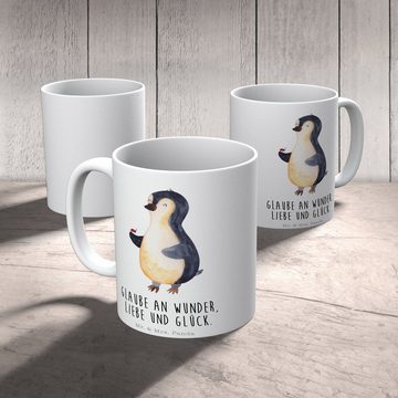 Mr. & Mrs. Panda Tasse Pinguin Marienkäfer - Weiß - Geschenk, Becher, Tasse, Porzellantasse, Keramik, Brillante Bedruckung