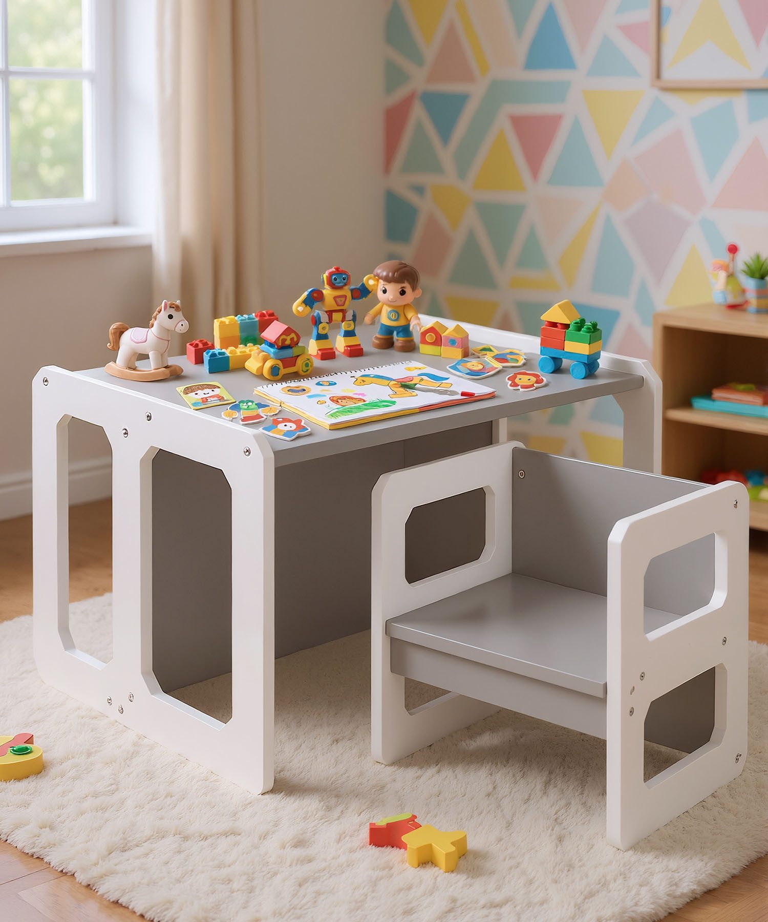 Yorbay Kindersitzgruppe Kindertisch mit 1 Stuhl, (2-tlg., 61,5 x 50 x 46 cm günstig online kaufen