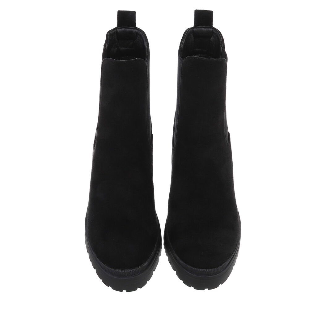 Ital-Design Damen Chelsea Freizeit Plateaustiefelette (84338059) Blockabsatz Chelsea Boots in Schwarz