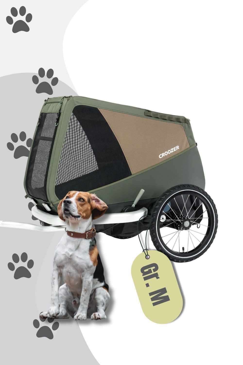 Croozer Fahrradhundeanhänger Dog Enna Hundeanhänger. Für Hunde bis 35 kg., Komfortable Stehhöhe Frontbereich, für alte und kranke Hunde geeignet