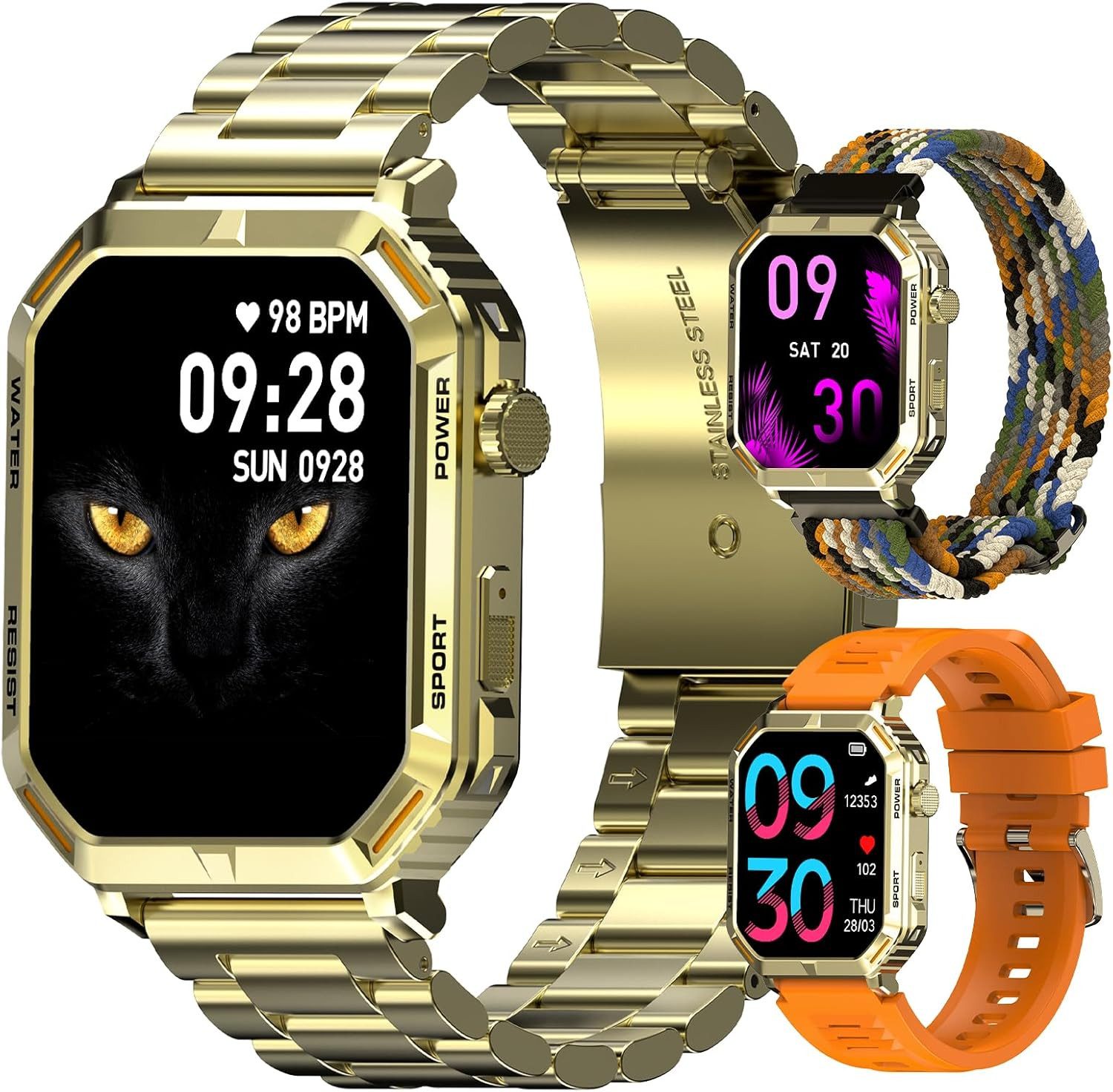 Zevelora Herren's Telefonfunktion HD Display 100+ Sportmodi fitness tracker Smartwatch (1.95 Zoll, Android/iOS), Mit Herzfrequenzfunktion HF, SPO₂, Zählen Sie Schritte, Distanz