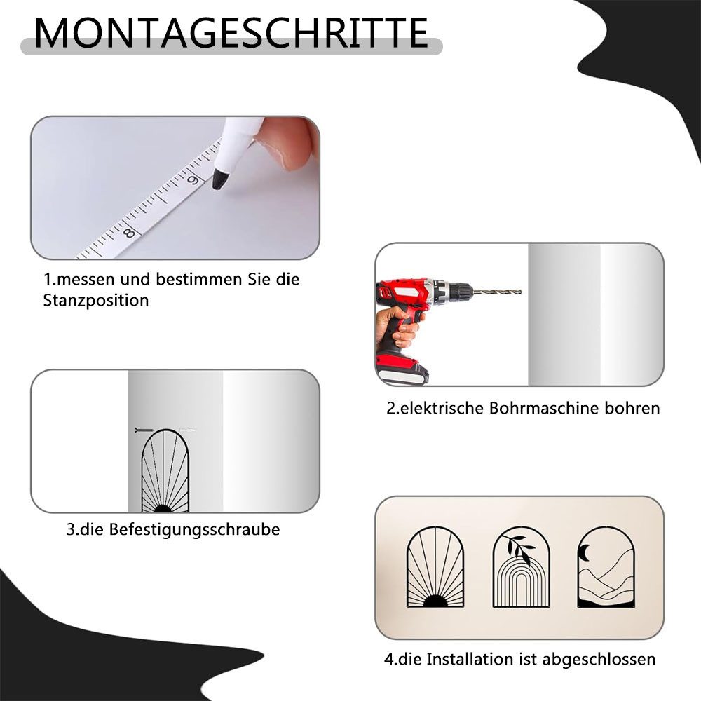 TUWENA Wanddekoobjekt 3 Stück Boho Metall Wandkunst,Moderne Geometrische Schwarze Dekoration – Bild 5 von 5