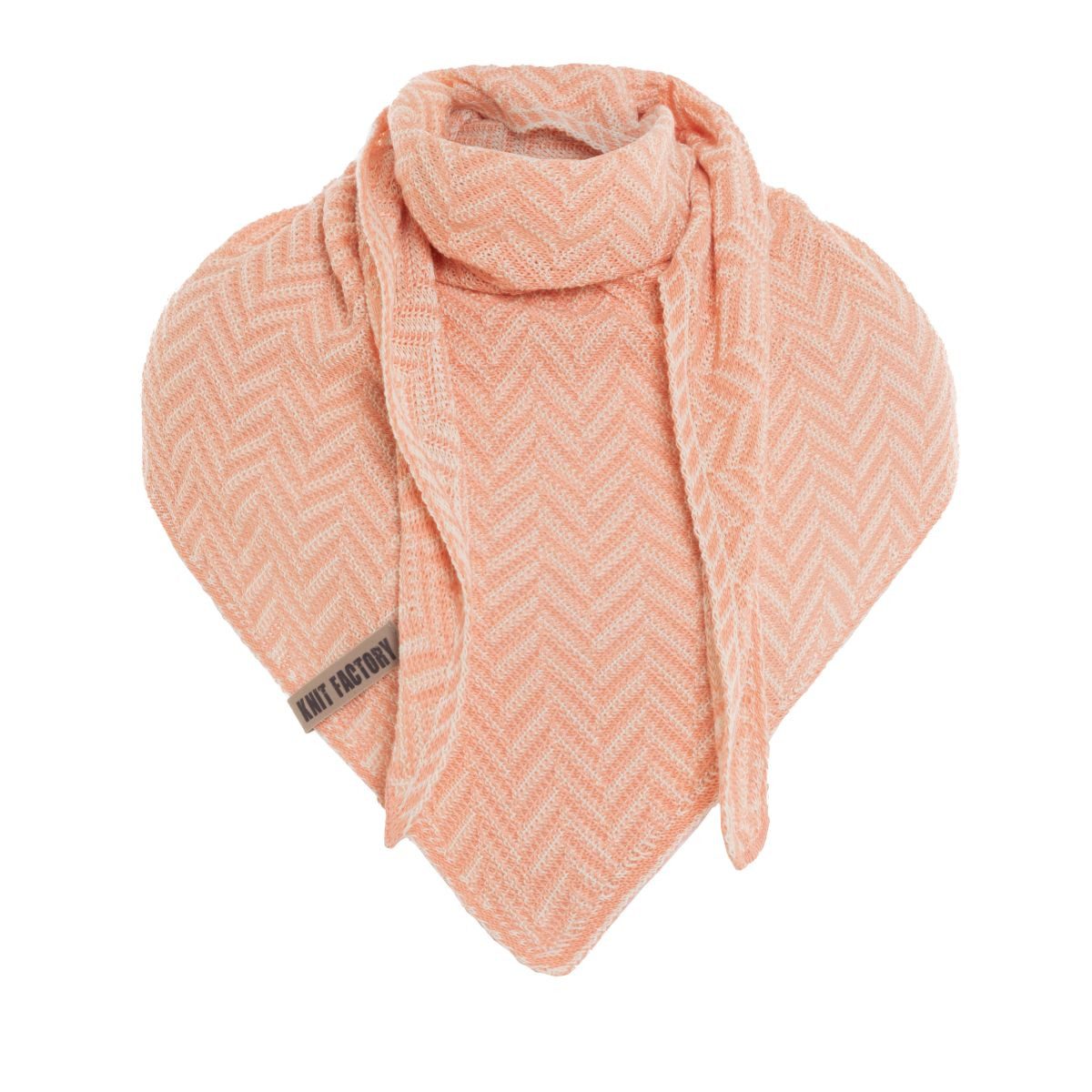 Strickschal Vera Dreiecksschal Ecru Apricot 190x65 cm Fischgrät