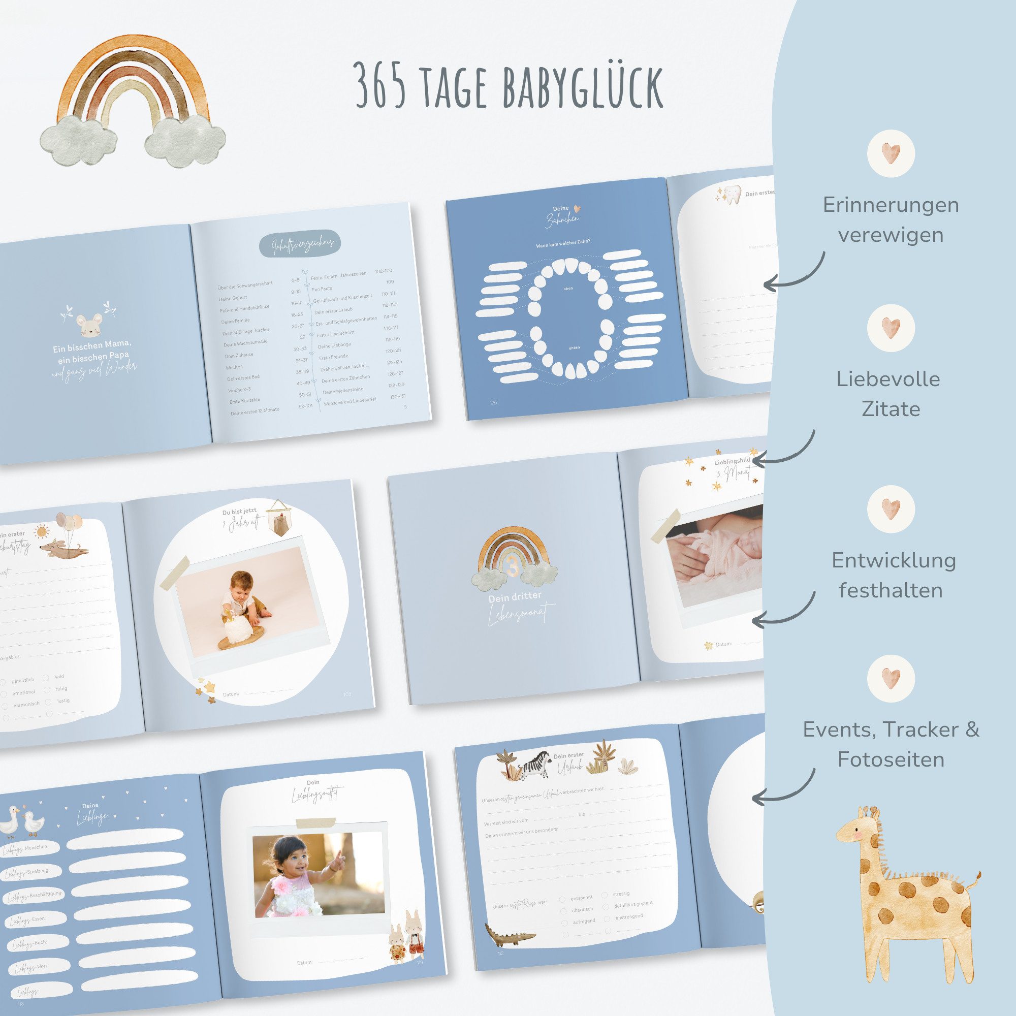 MeinBaby123® Tagebuch Baby 'Mein erstes Jahr', Erinnerungsbuch Baby, Geschenkidee zur Geburt, Momente für die Ewigkeit festhalten
