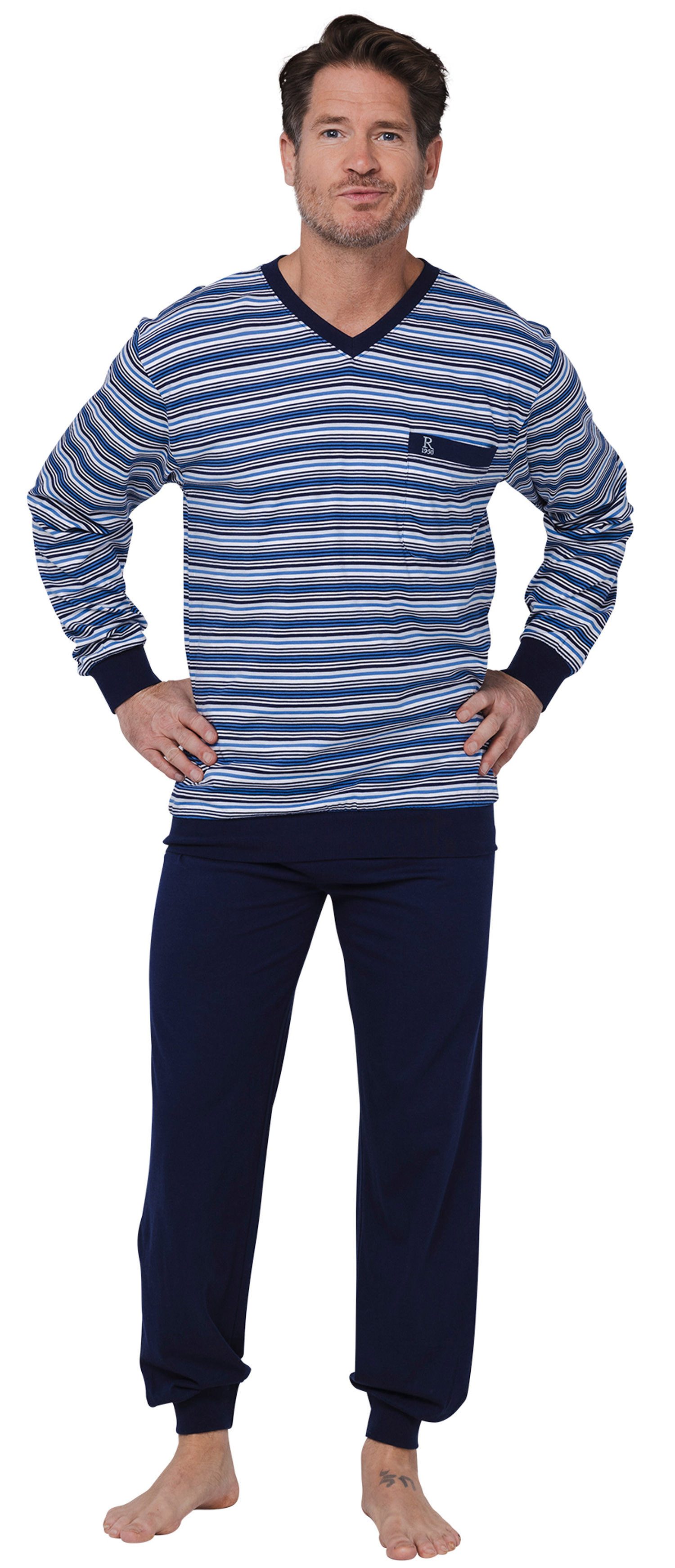 Robson Schlafanzug Herren Pyjama mit Bündchen (2 tlg) Baumwolle