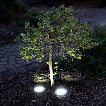 etc-shop Gartenstrahler, LED-Leuchtmittel fest verbaut, Kaltweiß, 4x LED Solar Leuchten Außen Erdspieß Strahler Garten Weg Spot Steck