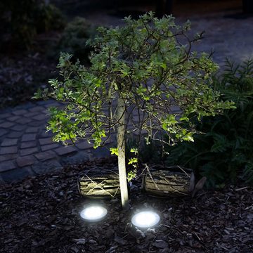 etc-shop LED Gartenleuchte, LED-Leuchtmittel fest verbaut, Kaltweiß, 4x Solar Außen Spot Strahler Lampe Edelstahl Wasserfest