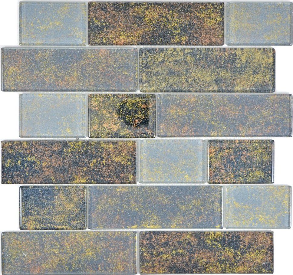 Mosani Mosaikfliesen Glasmosaik Crystal Mosaik schwarz glänzend / 10 Matten