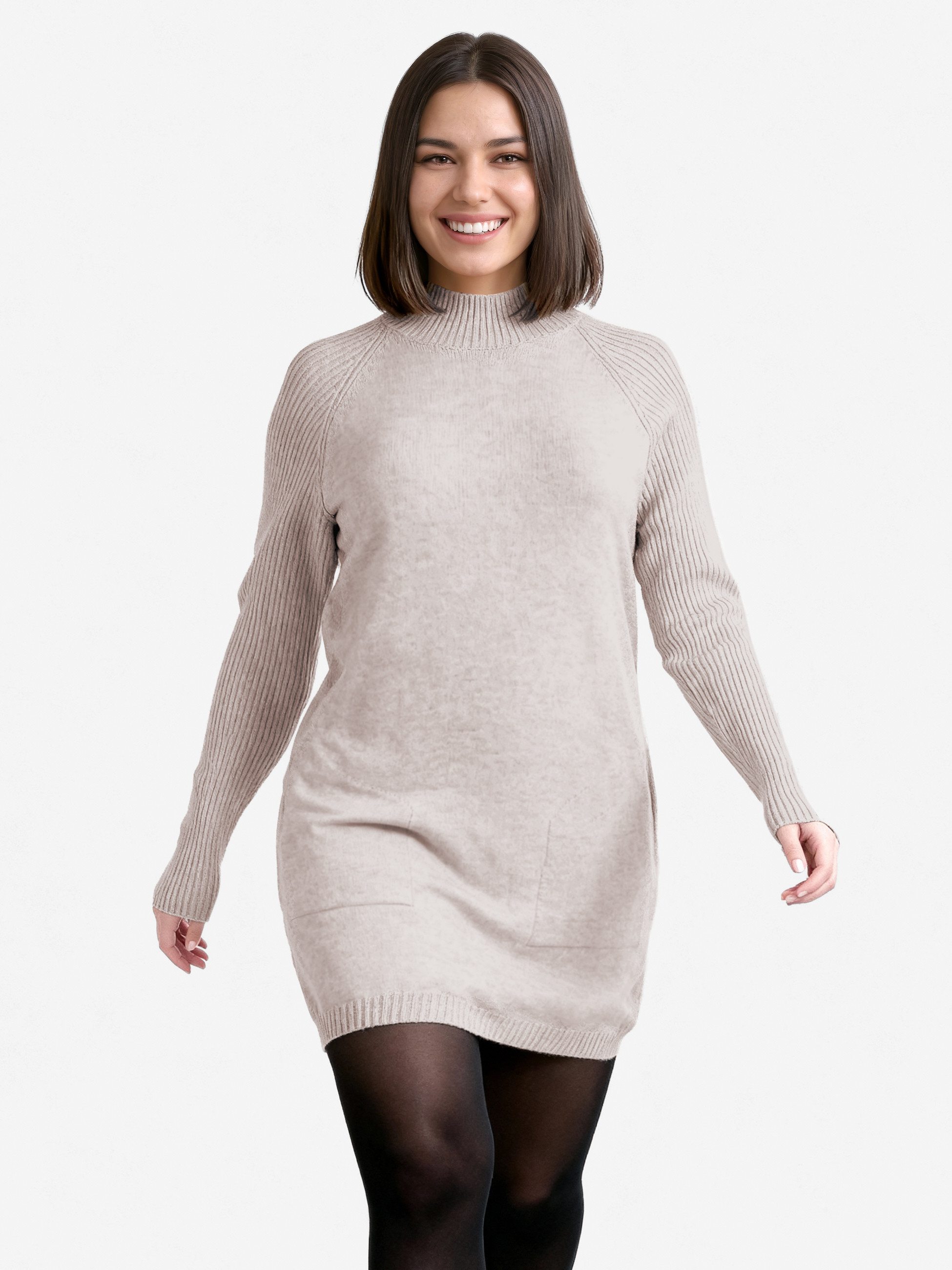 PEKIVESSA Strickkleid Minikleid Feinstrick gerader Schnitt weicher Griff