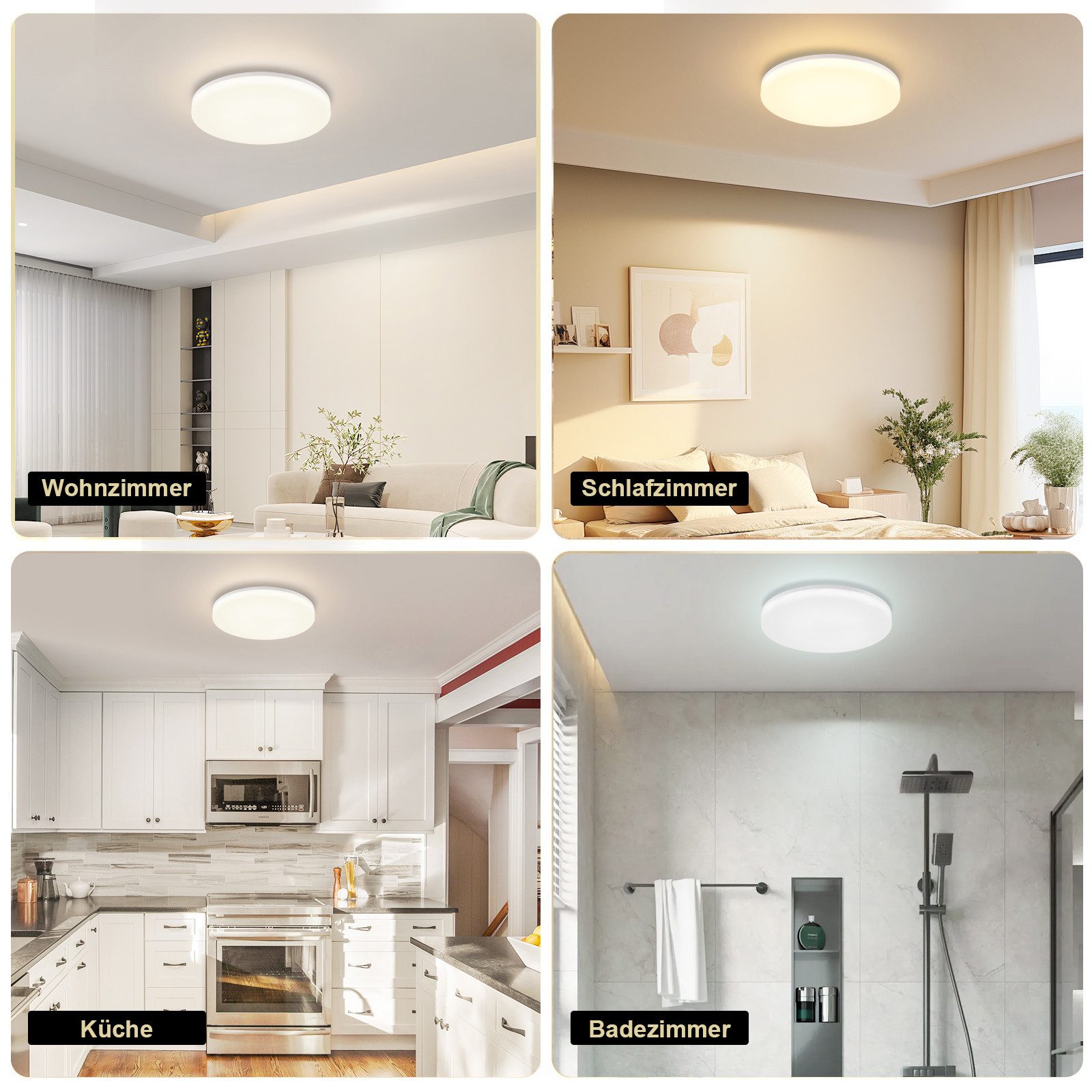 ZMH LED Deckenleuchte Dimmbar RGB Schlafzimmerlampe Rund mit Fernbedienung Wohnzimmer, LED fest integriert, 3000-6500k – Bild 4 von 4