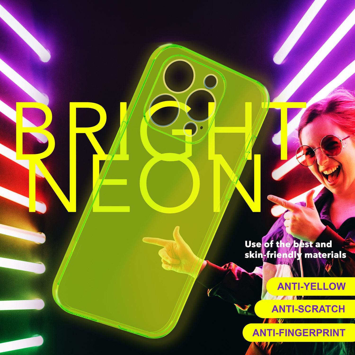 Nalia Smartphone-Hülle Apple iPhone 15 Pro 15,5 cm (6,1 Zoll), Klare Neon Silikon Hülle / Bunt / Durchsichtig Transparent / Slim Case