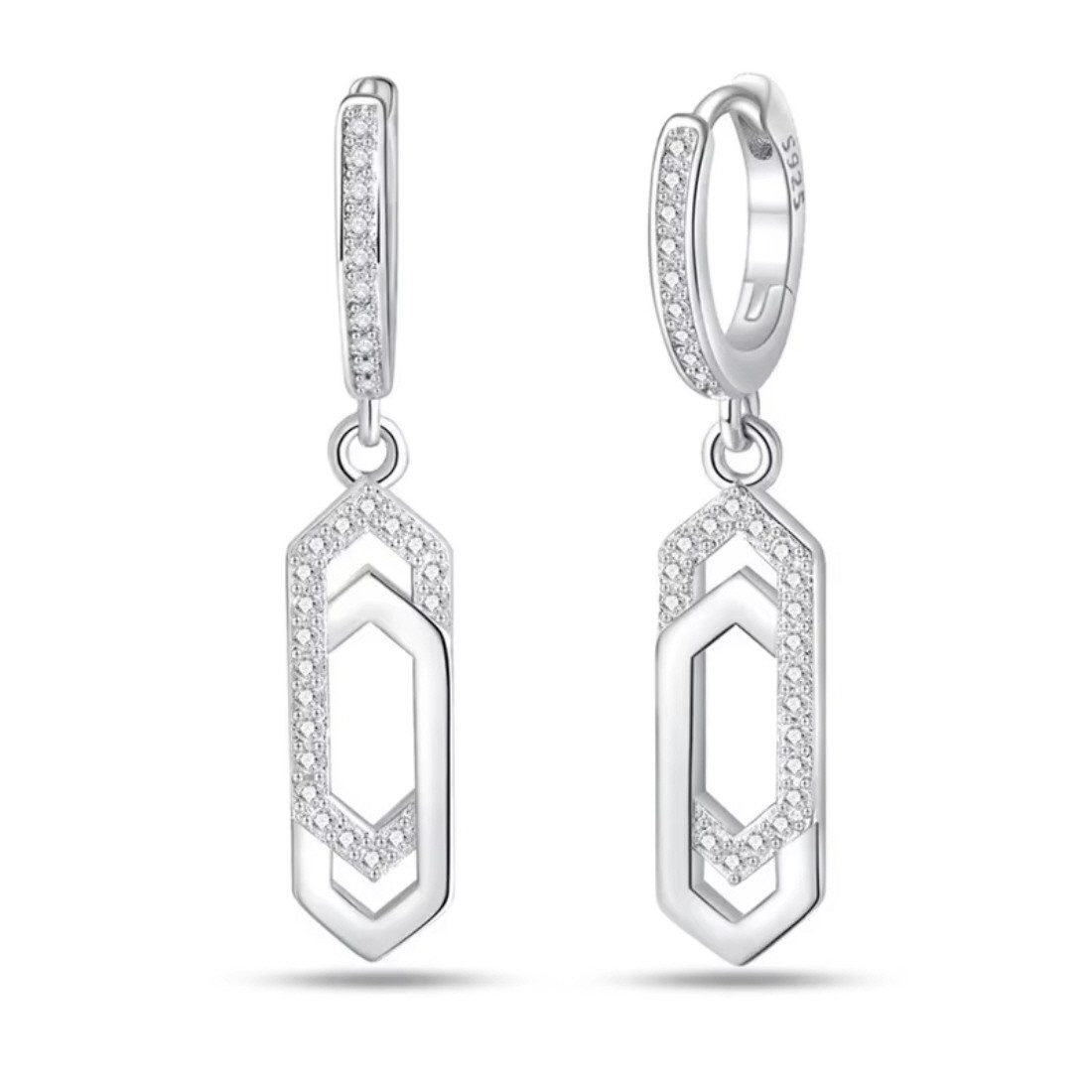 ELLAWIL Paar Creolen Ohrcreolen Ohrschmuck Hoop Ohrringe Zirkonia Büroklammer Creole (GESCHENKIDEE), inklusive Geschenkschachtel