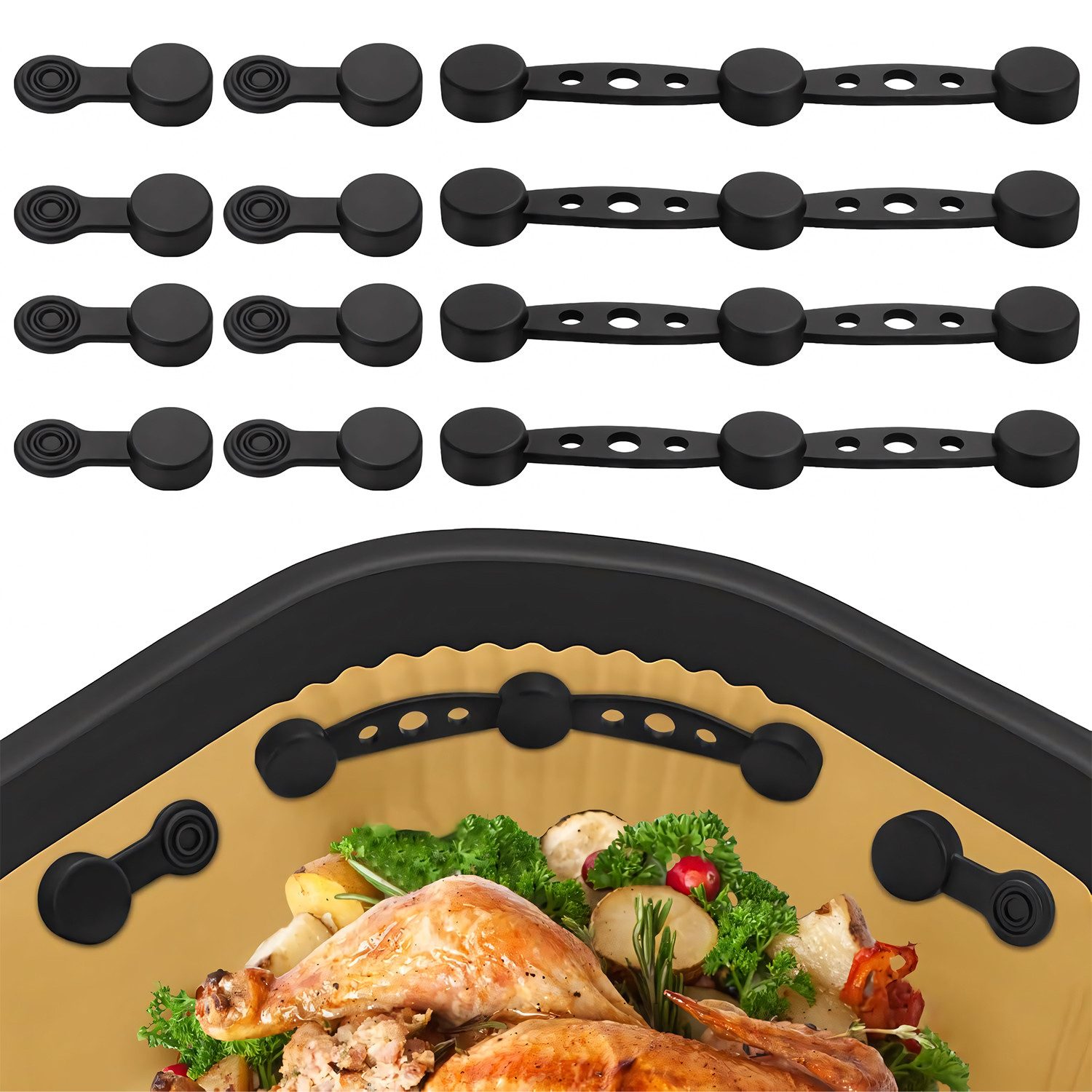 SURFOU Backpapier 12 Stück Heißluftfritteuse Airfryer Magnete für Backpapier, - Silikon Magnete für Airfryer Backpapier Befestigungsschnalle