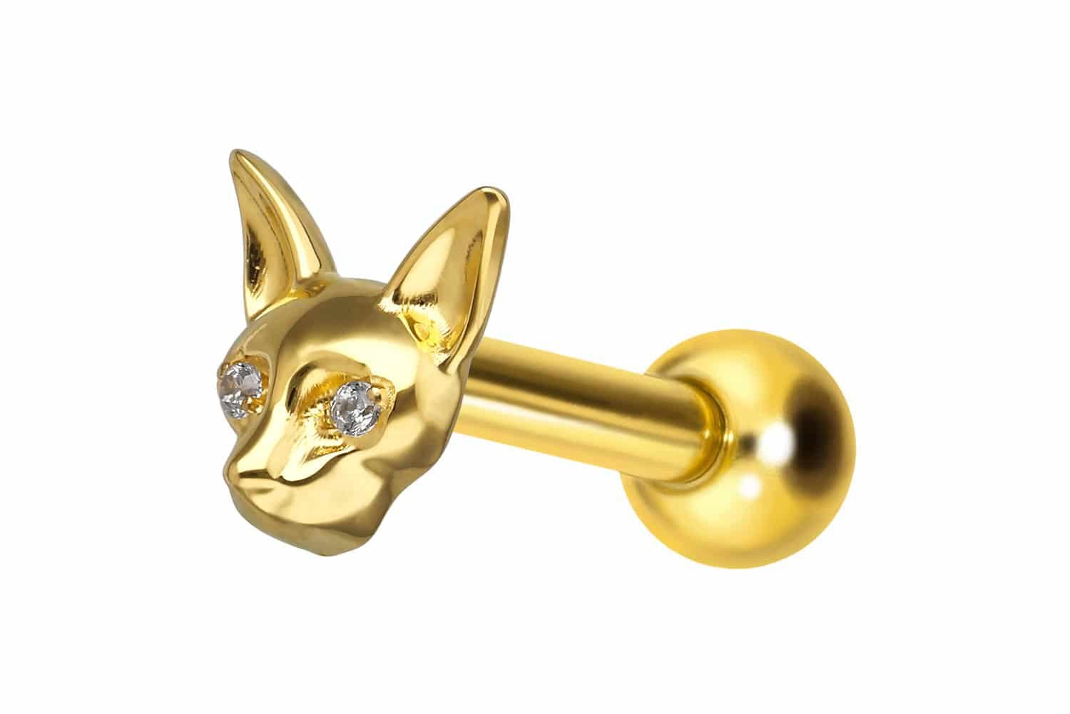 Piercing-Set Titan Ohrpiercing mit Innengewinde KATZE