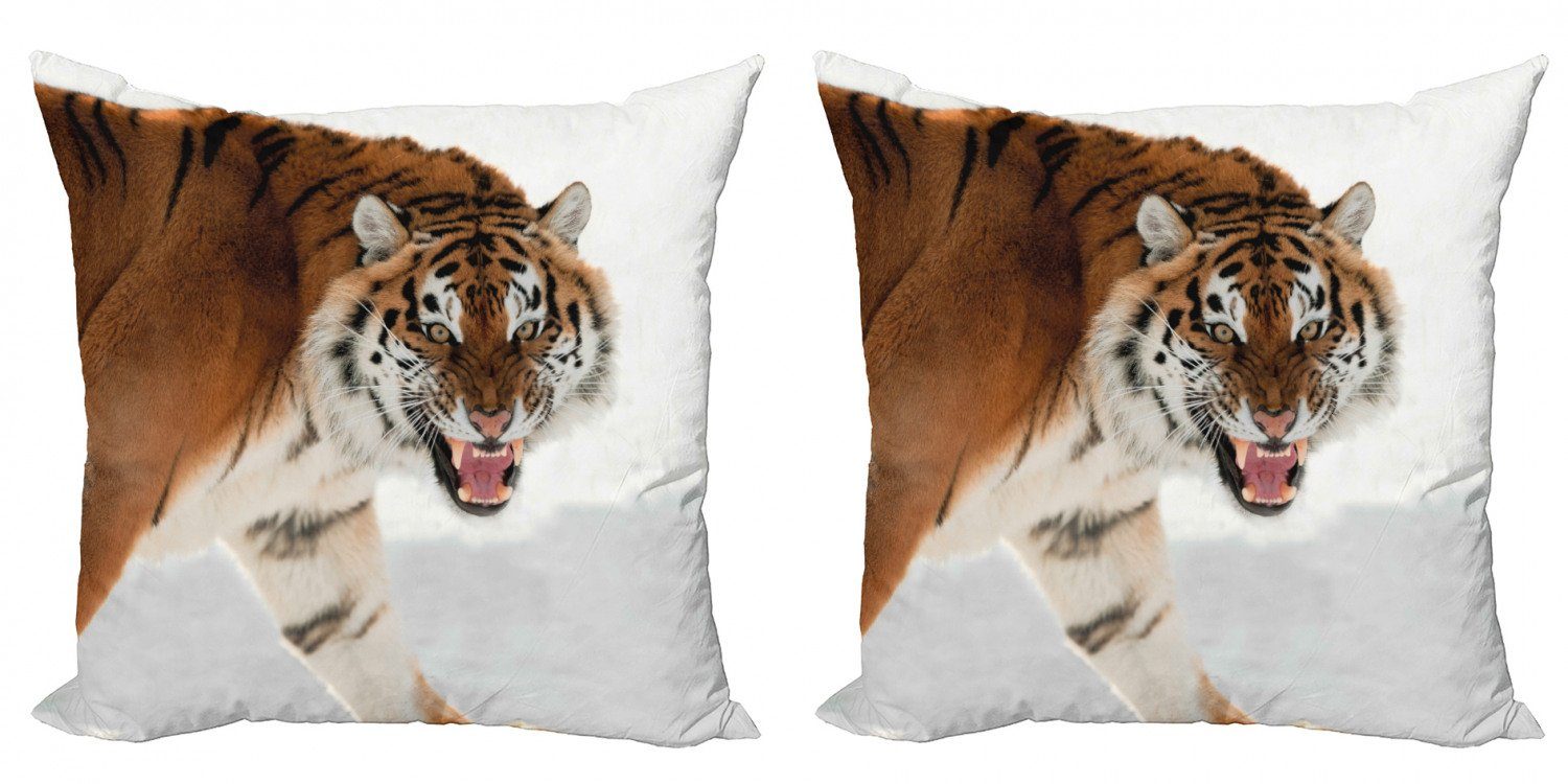 Kissenbezüge Modern Accent Doppelseitiger Digitaldruck, Abakuhaus (2 Stück), Tiger Panthera auf Schnee Schließen