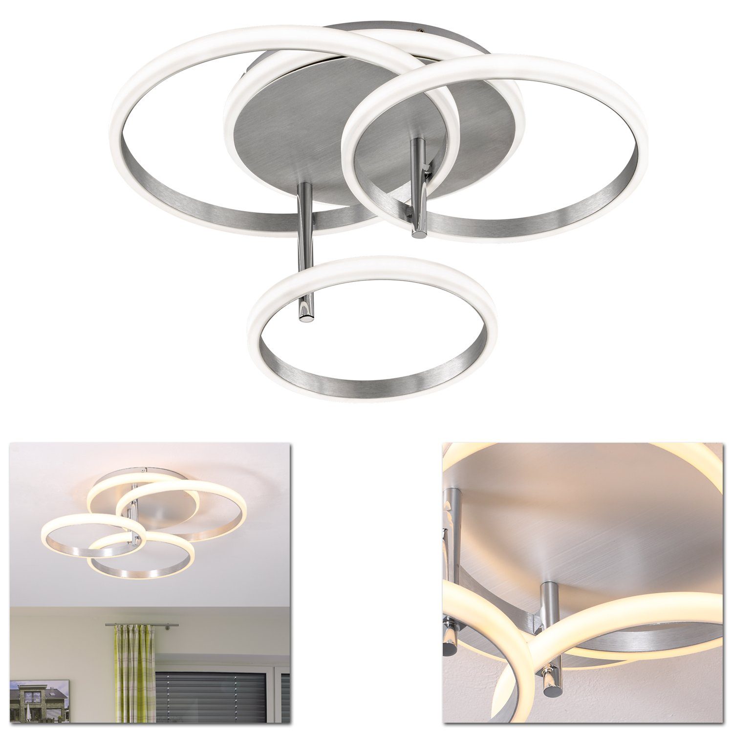 Home4Living LED Deckenleuchte Deckenlampe modern 4 flammig Wohnzimmerlampe Leuchte, inkl. Leuchtmittel, 3 fach dimmbar