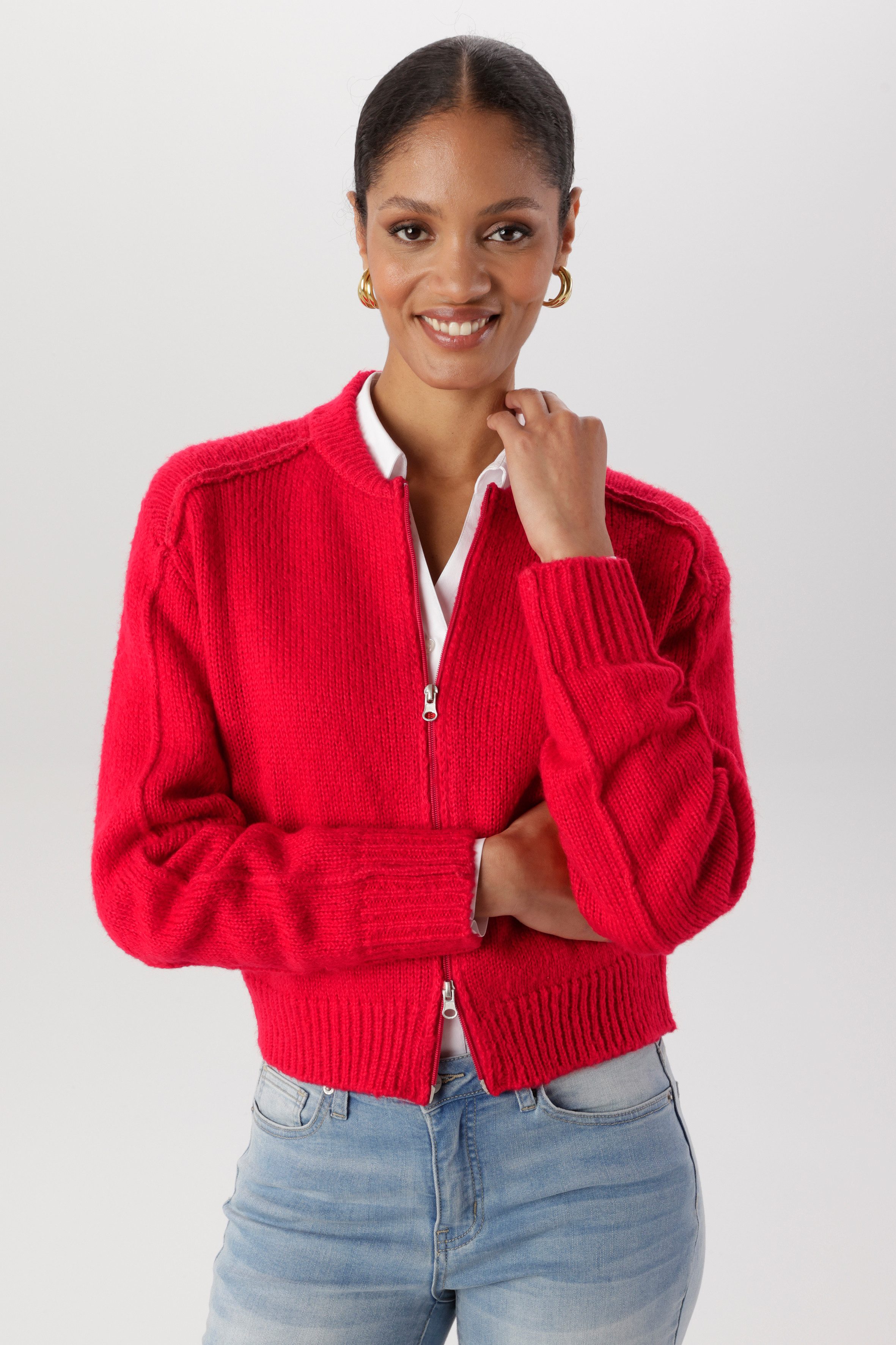 Aniston SELECTED Strickjacke Blousonform und Zwei-Wege-Reißverschluß NEUE KOLLEKTION